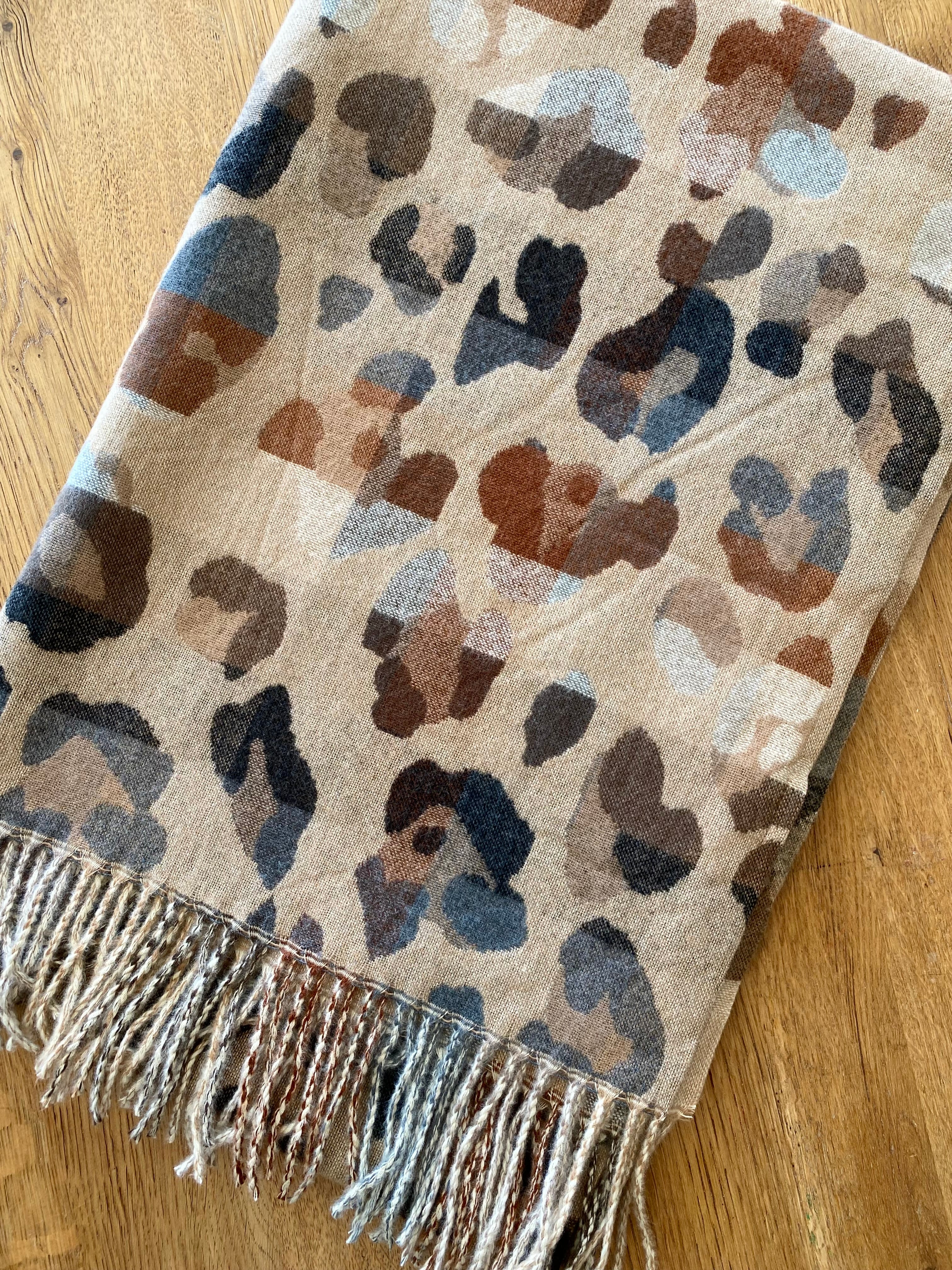 Écharpe douce AGNÈS Léo multico Camel 🐆