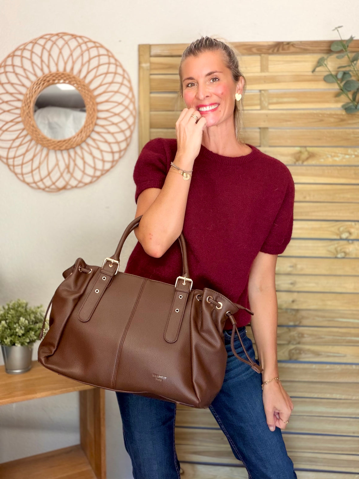 Sac cabas XL simili cuir CLÉA Chocolat