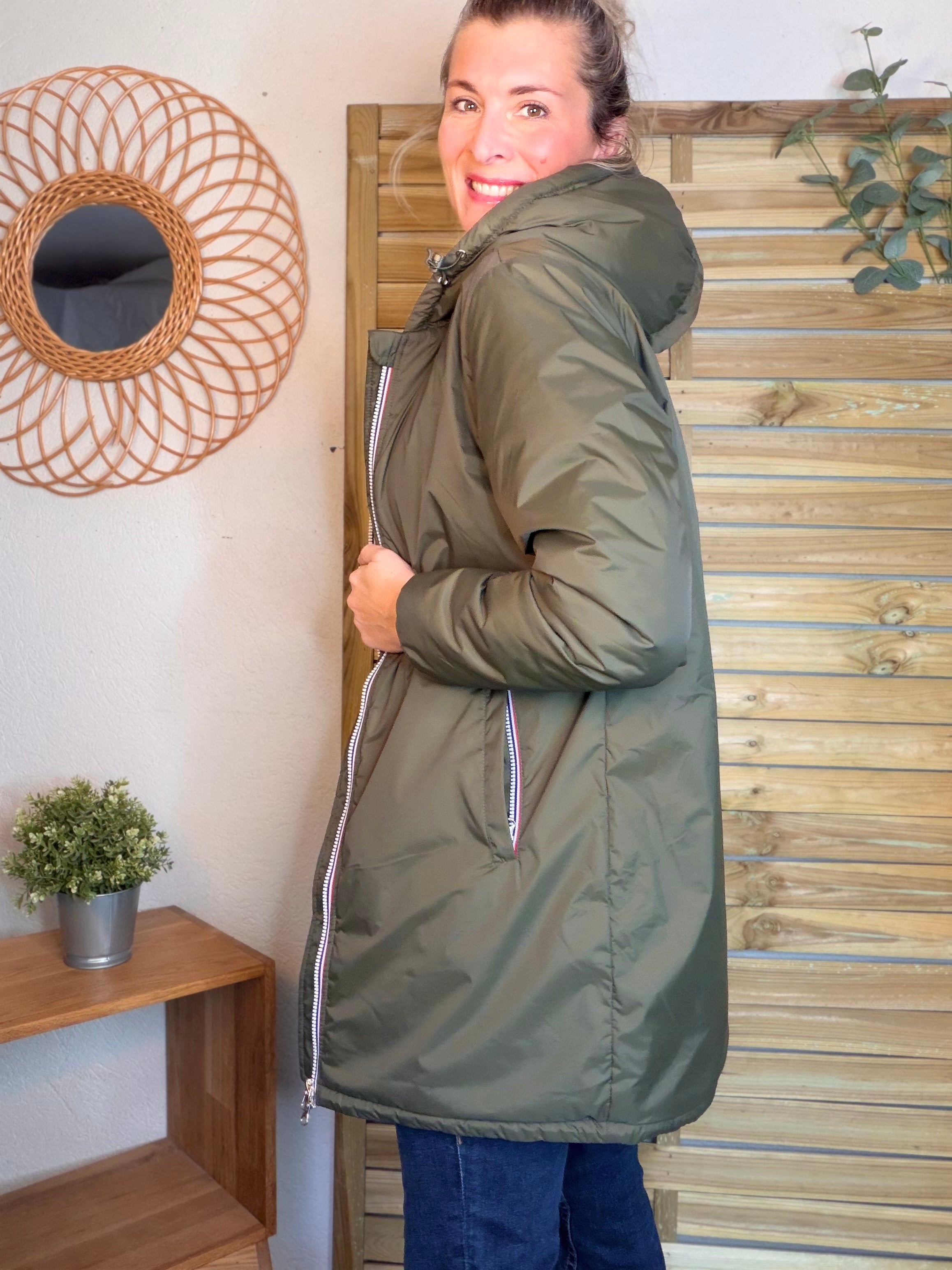 Parka Imperméable LOUISE LONG Sherpa écru - Kaki - LAURA JO