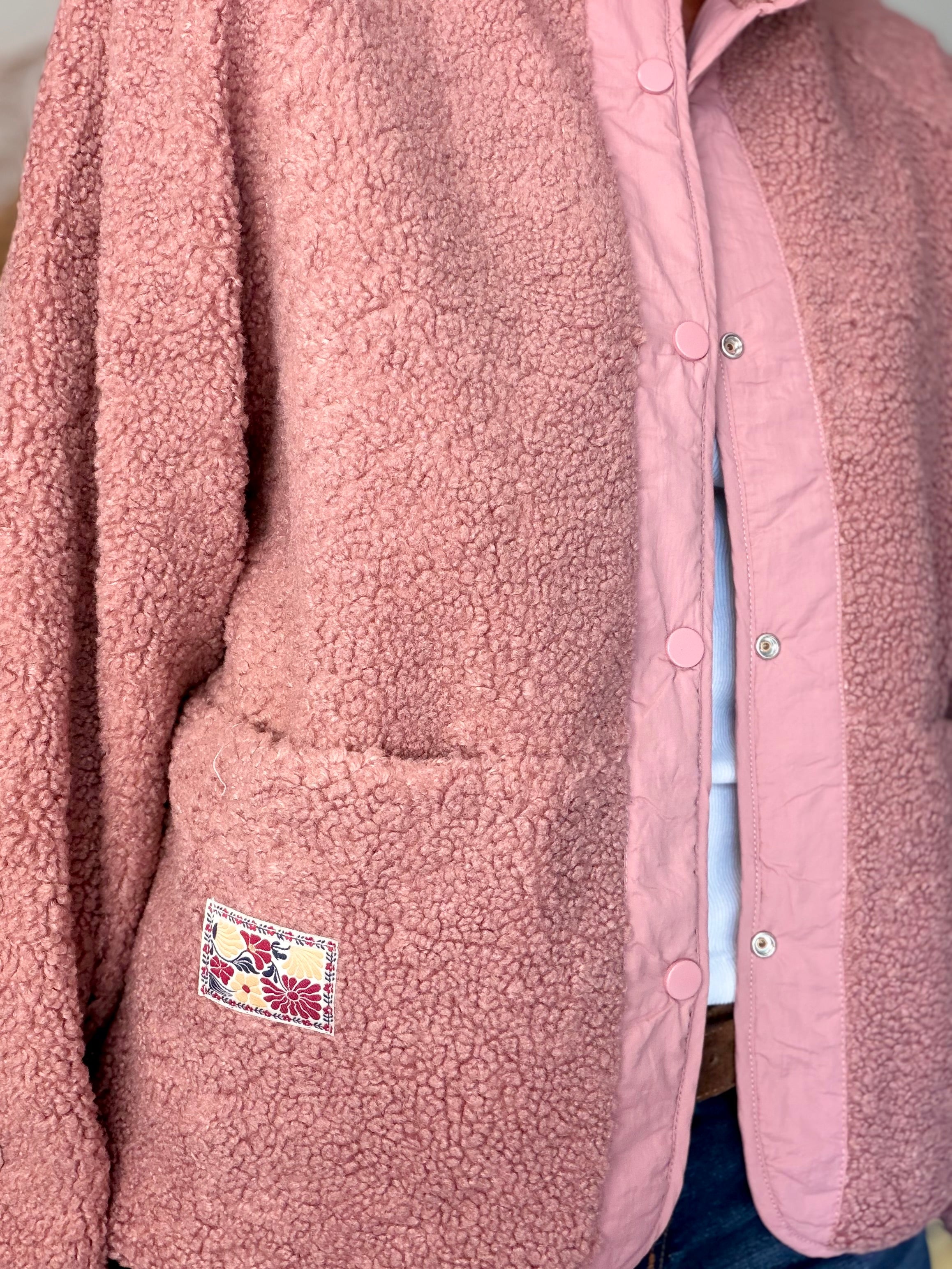 Veste matelassée réversible Sherpa AMÉLIE Vieux rose