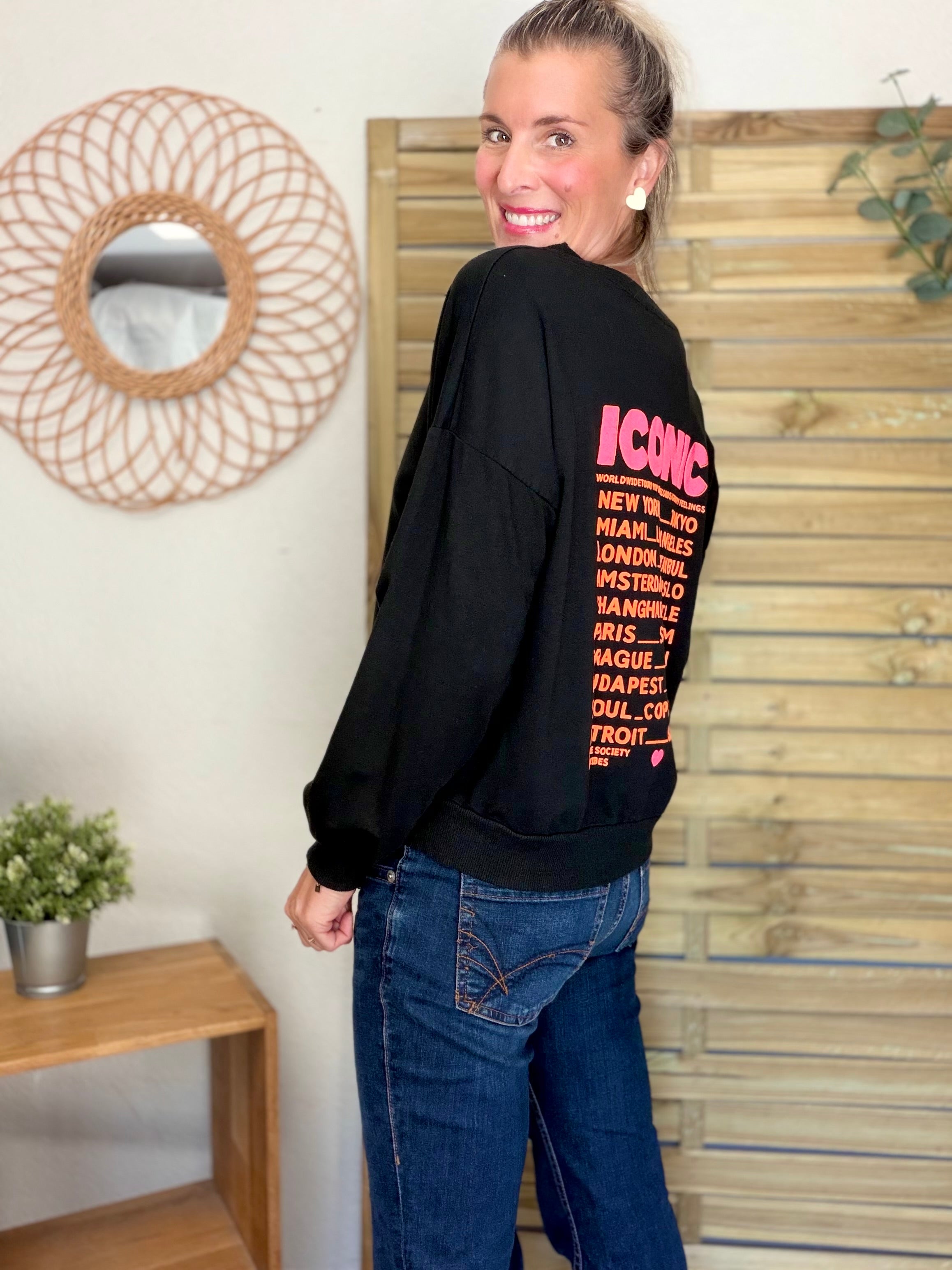 Sweat ICONIC léger 100% coton FAUSTINE Noir (taille 36 à 46)