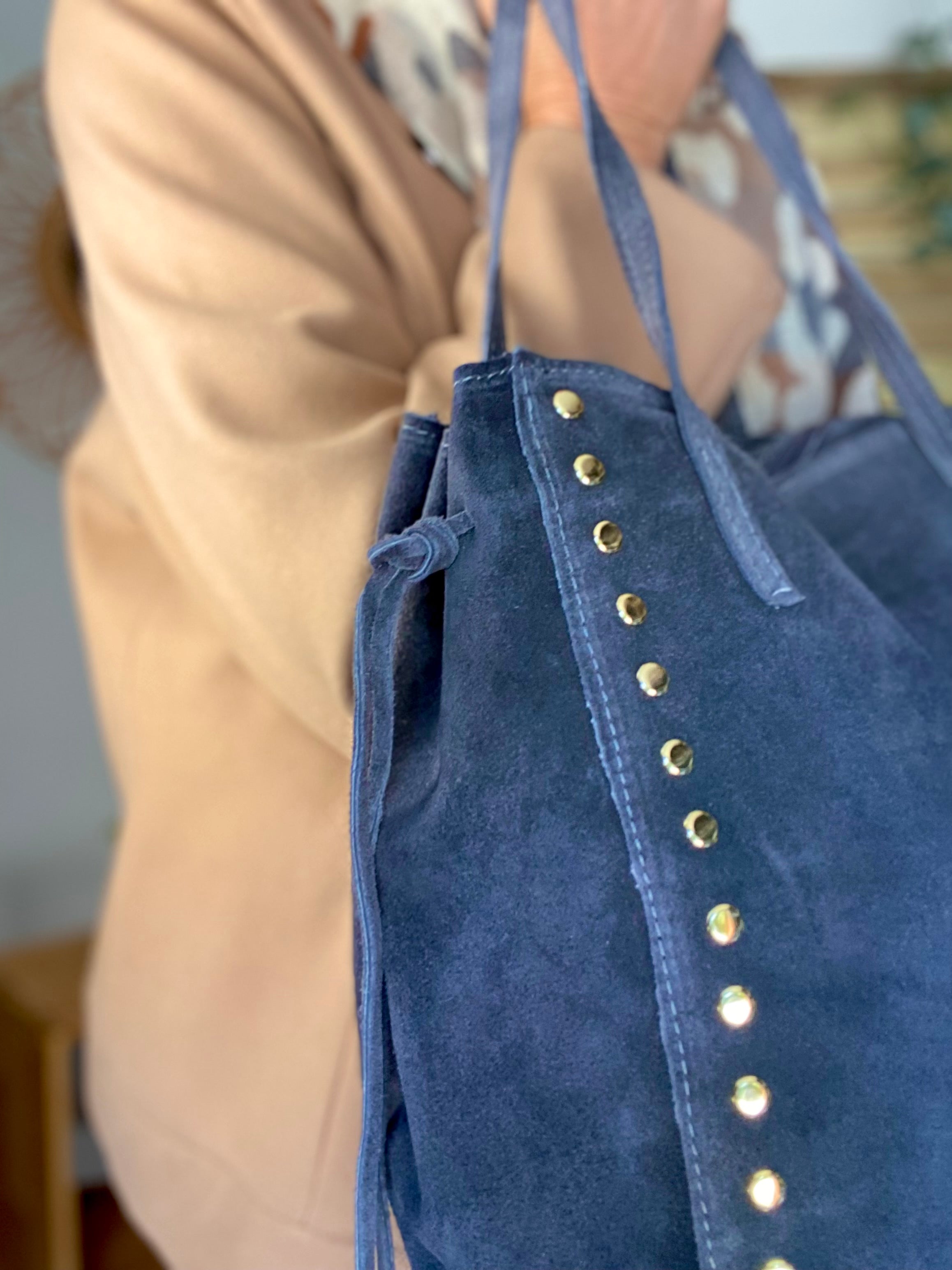 ⚡️PÉPITES FRIDAY - Sac en cuir daim avec clous - Gris foncé - COURTNEY