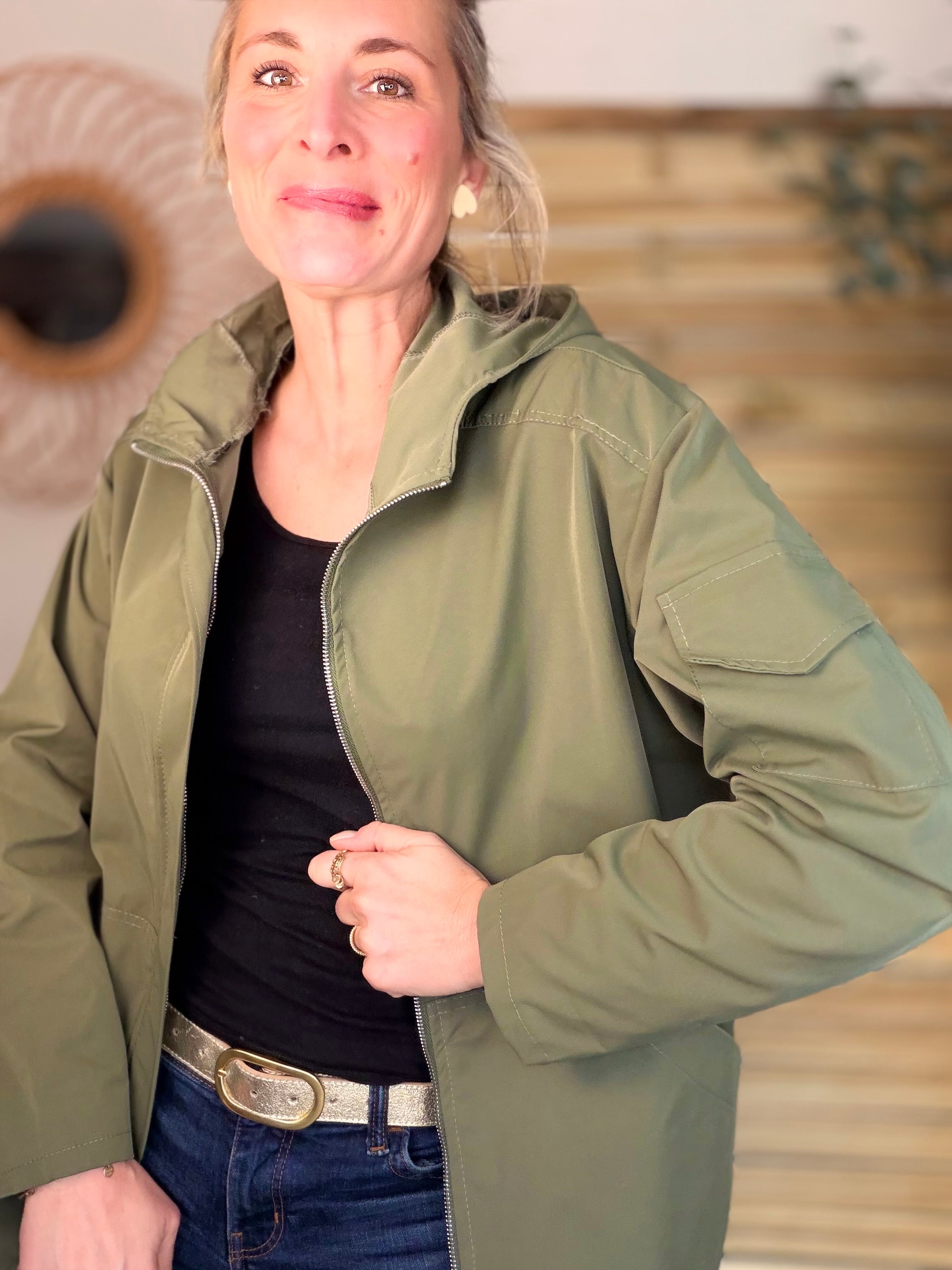 Veste Coupe vent court LIZZIE - Kaki