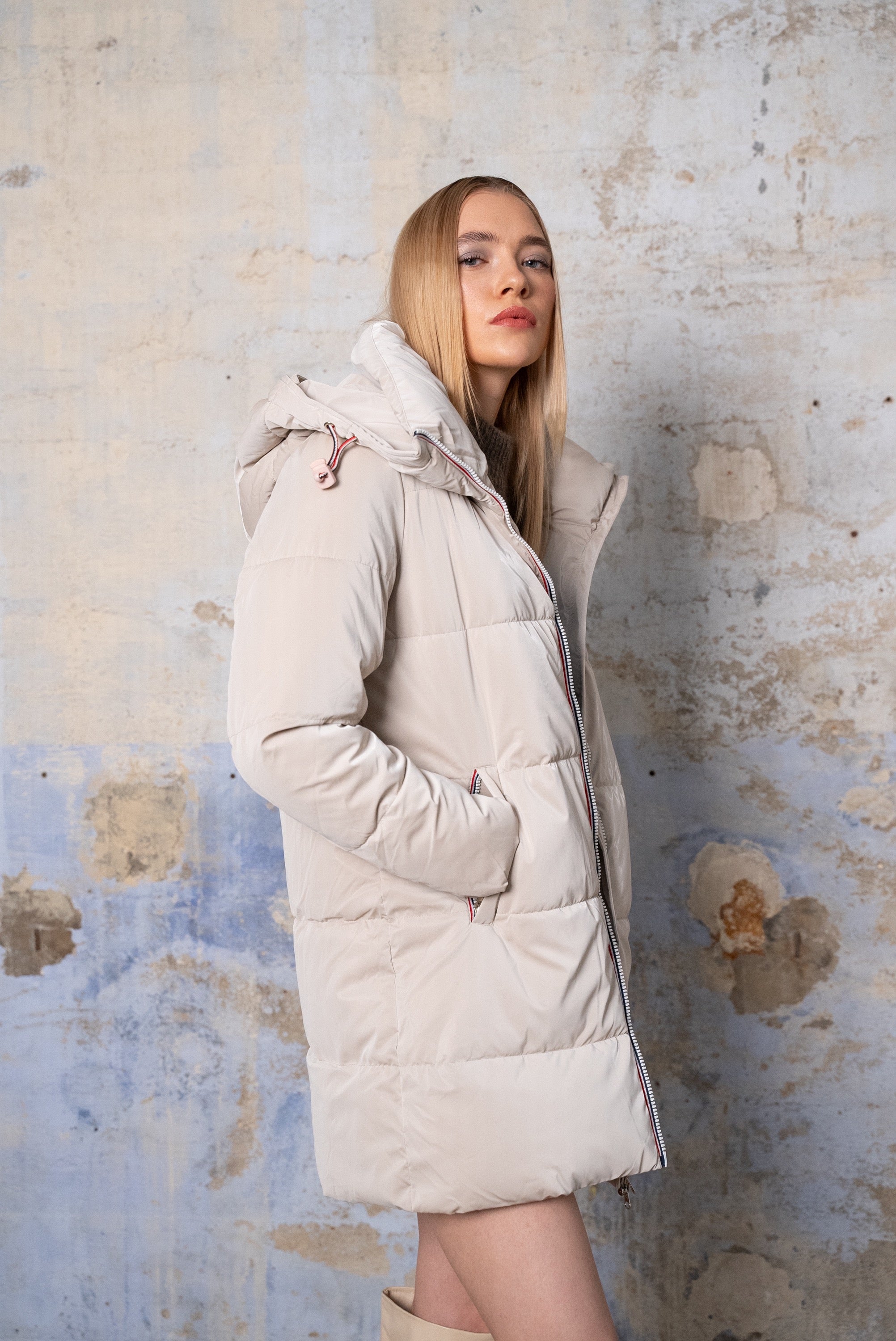 Doudoune longue ZÉLIE - Écru - LAURA JO - SOLDES