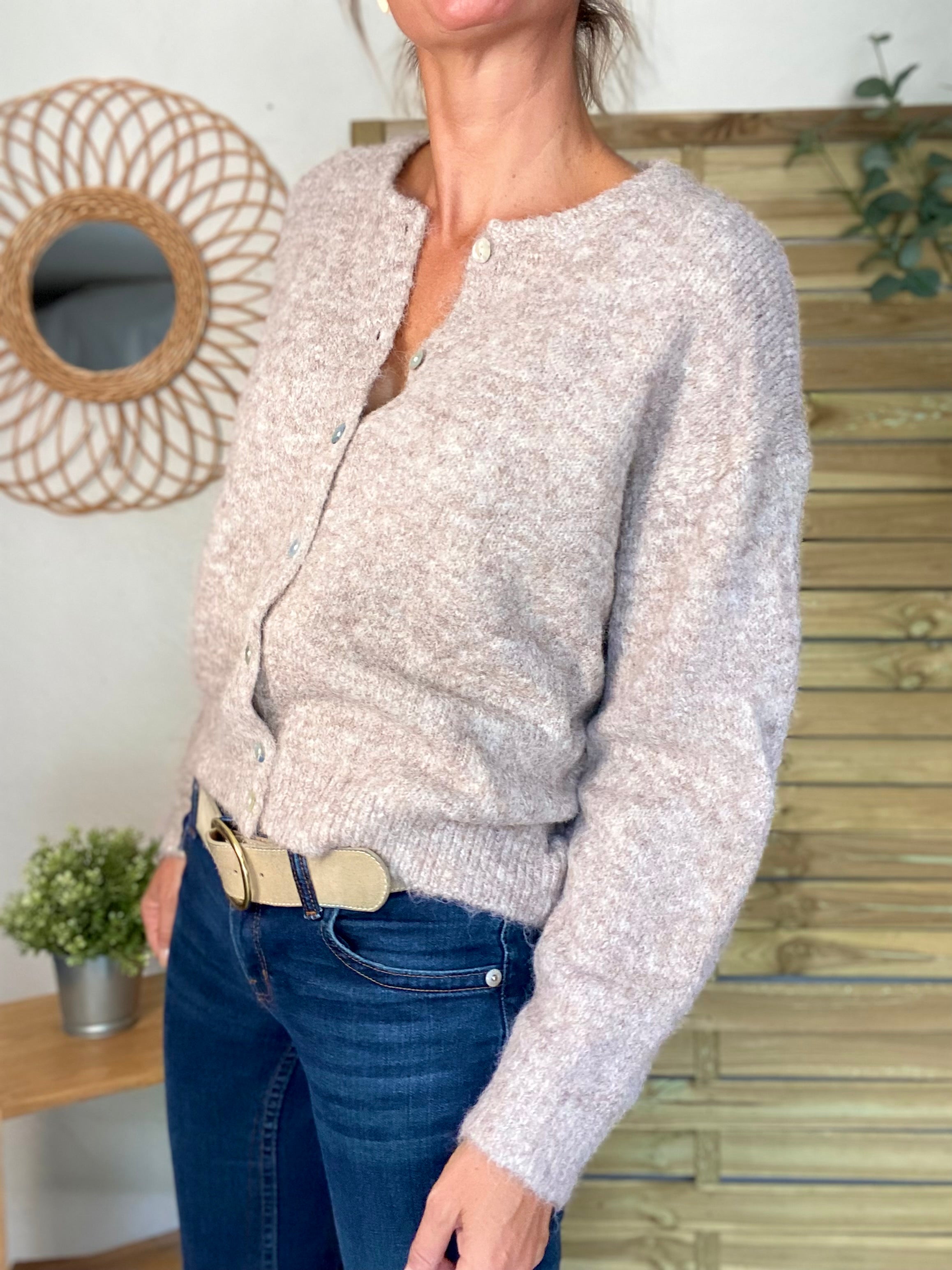 Gilet en maille SYDNEY - Taupe chiné