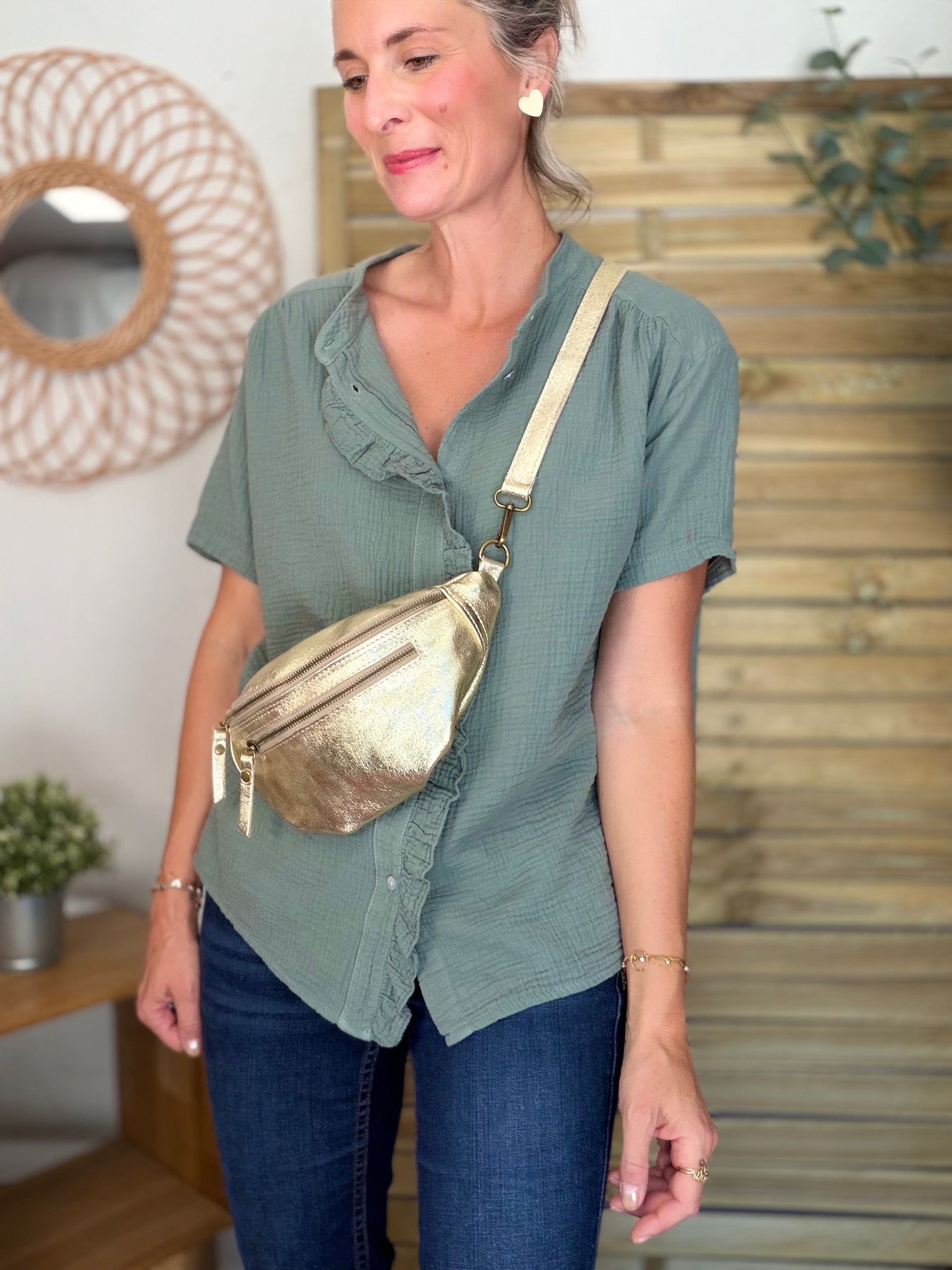 Blouse en gaze de coton ANAËLLE Kaki