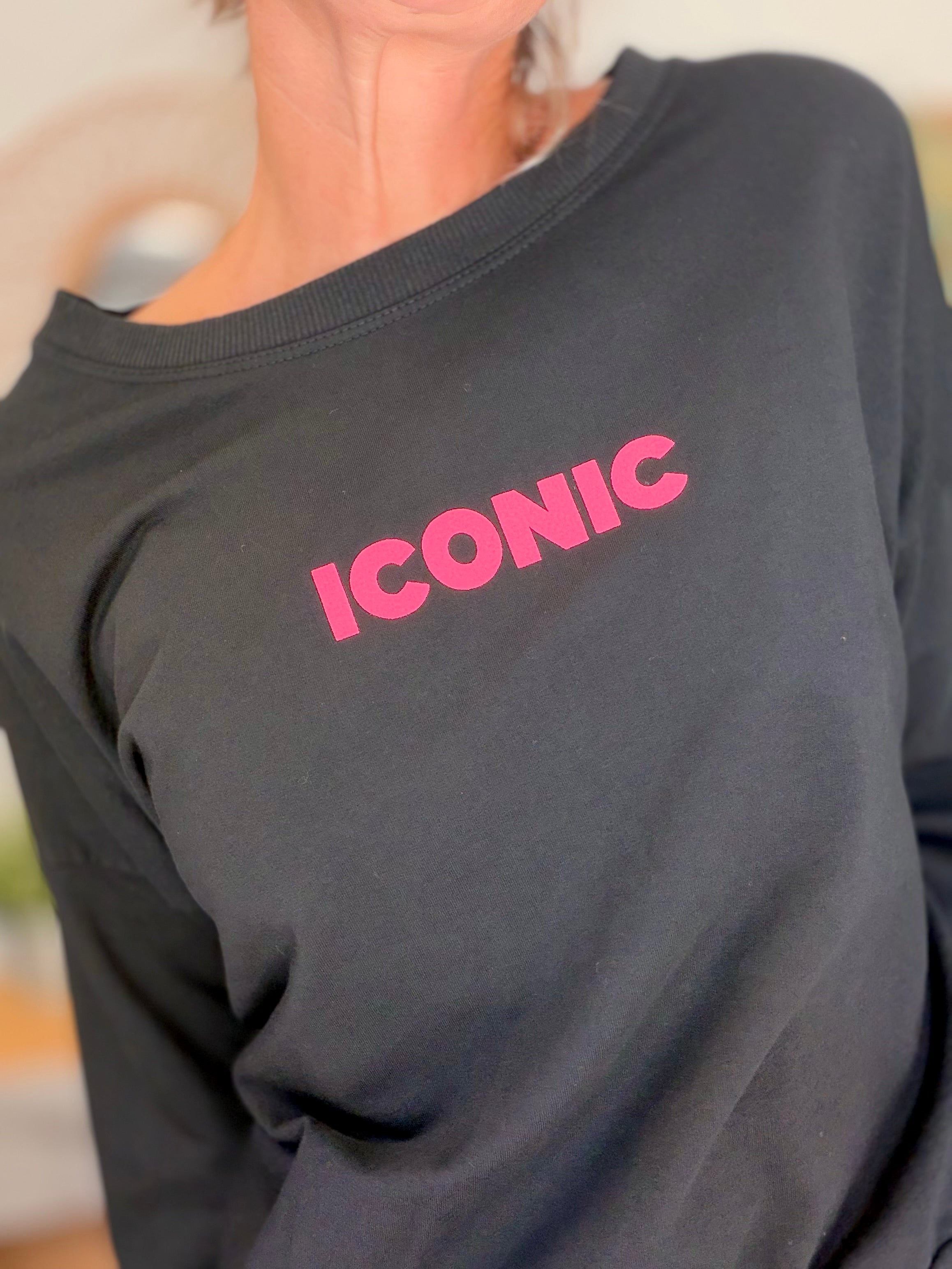 Sweat ICONIC léger 100% coton FAUSTINE Noir (taille 36 à 46)