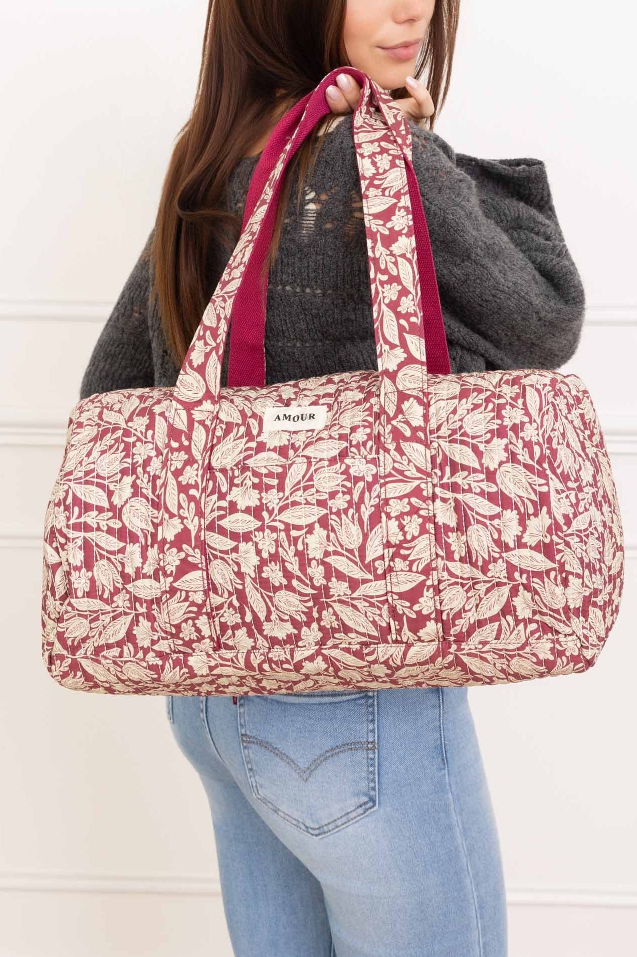 Sac polochon imprimé TARA - Fleuri Magenta