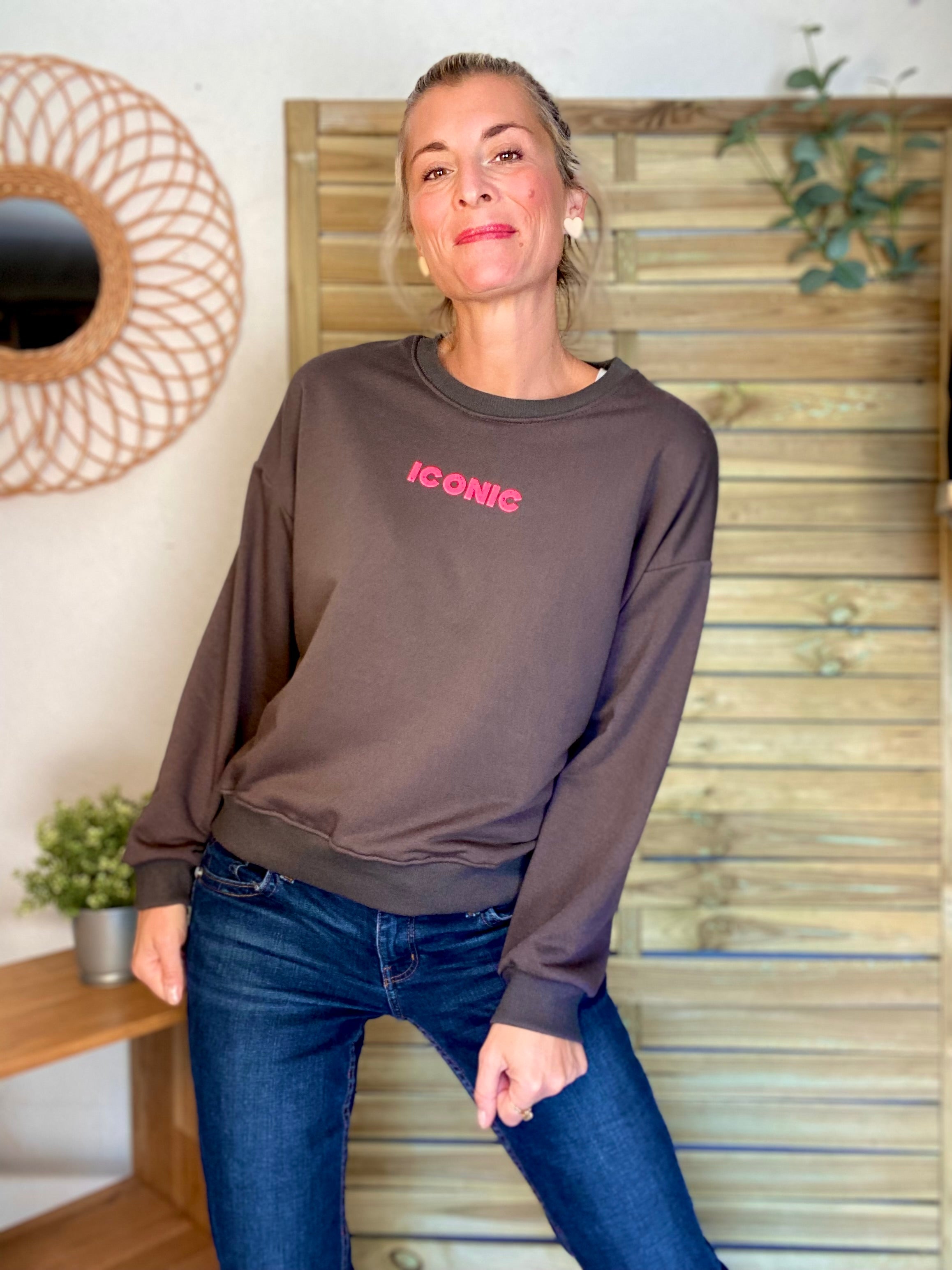 Sweat ICONIC COLINE - Chocolat