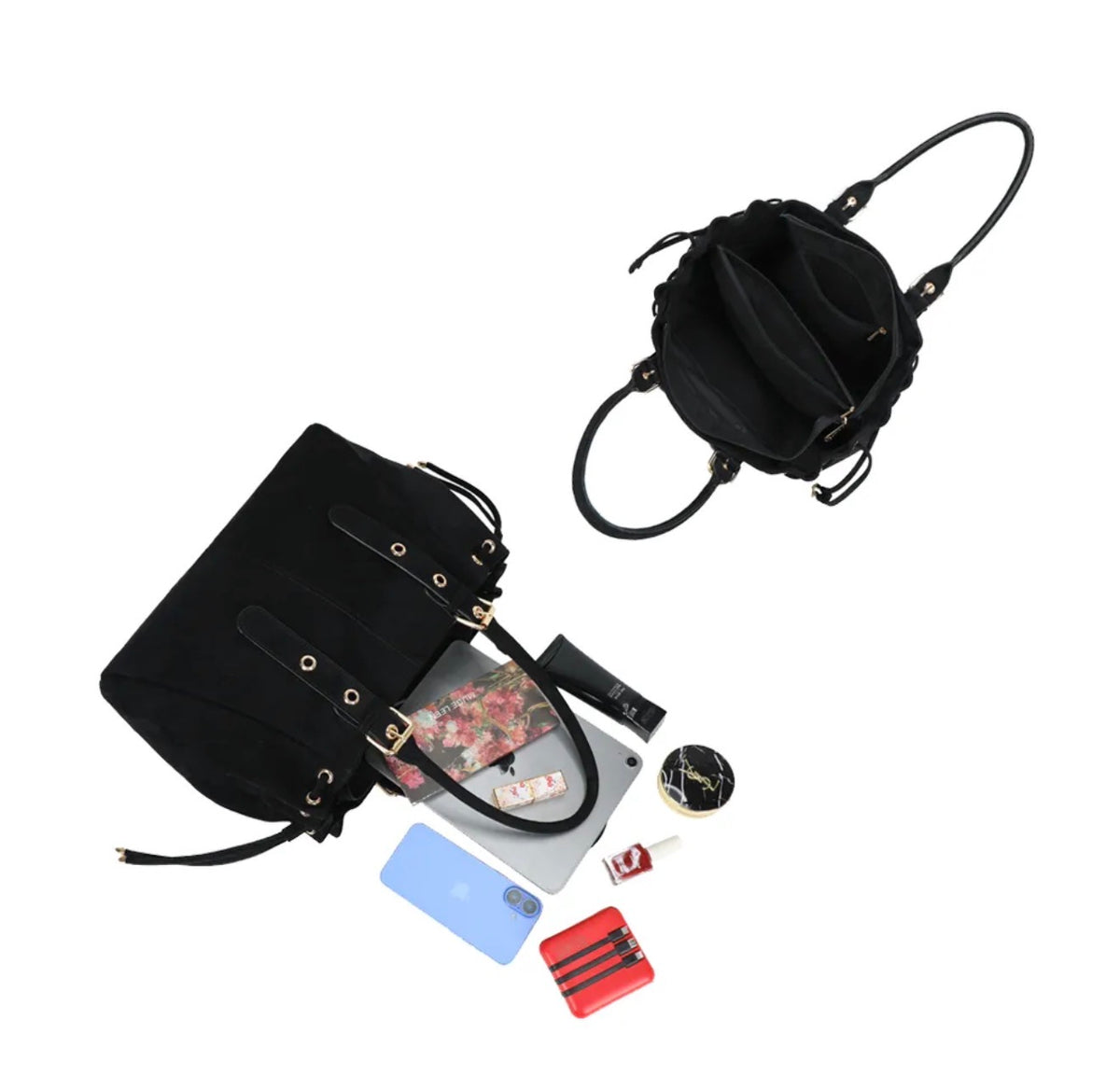Sac cabas XL simili daim CLÉO Noir