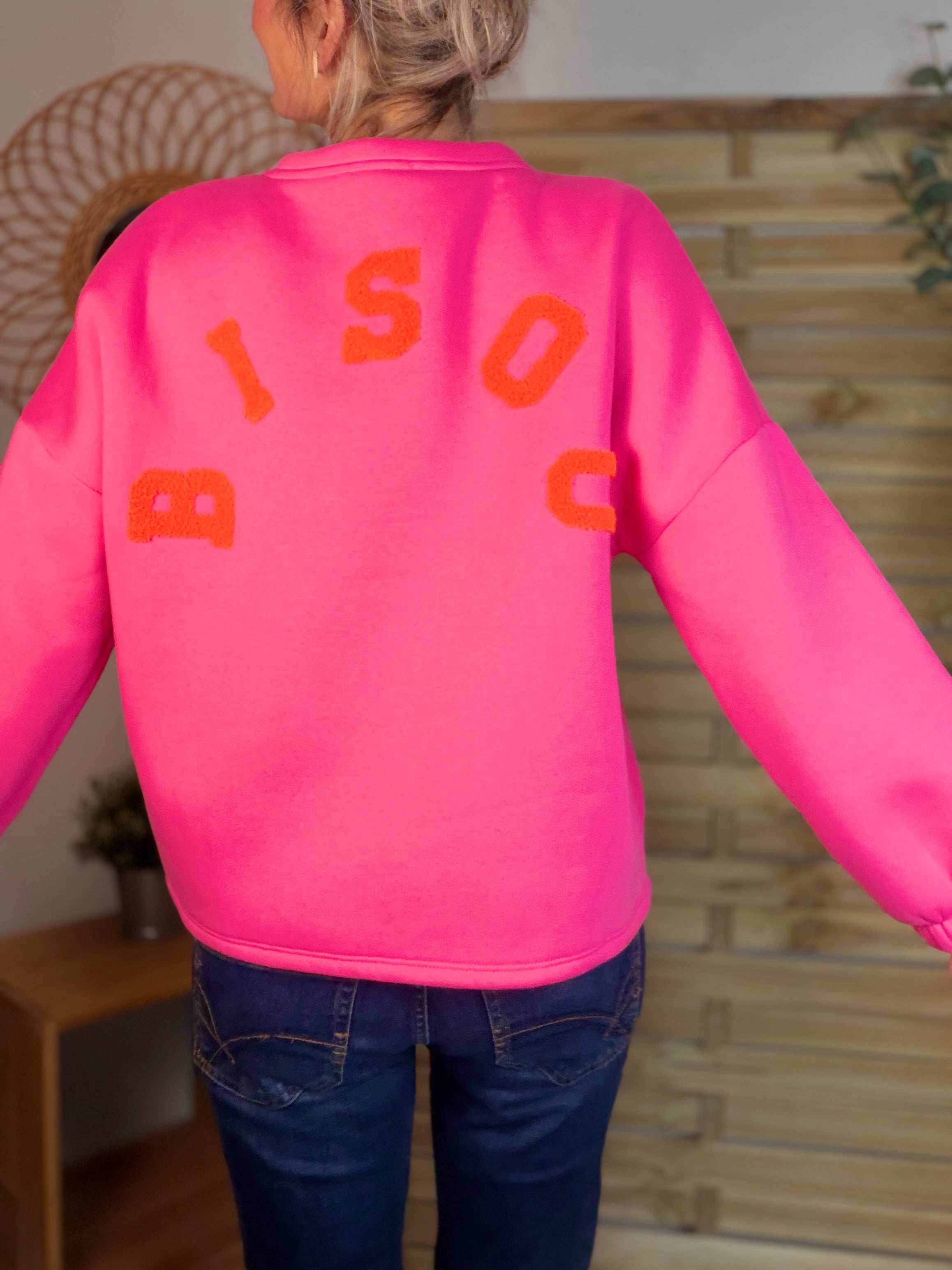 Sweat molleton oversized BISOU Rose Orange - MIKA