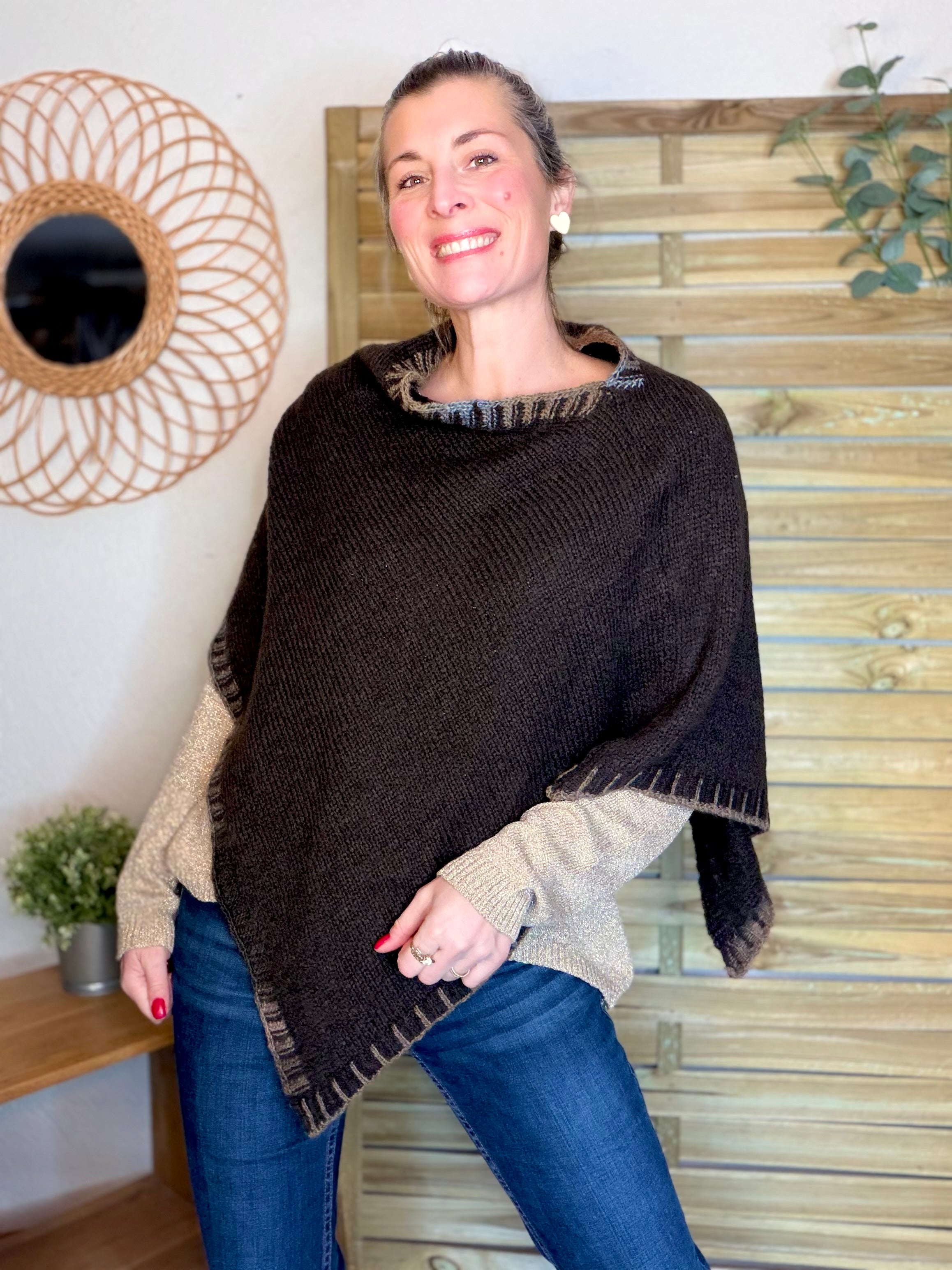 Poncho asymétrique GISÈLE - Choco
