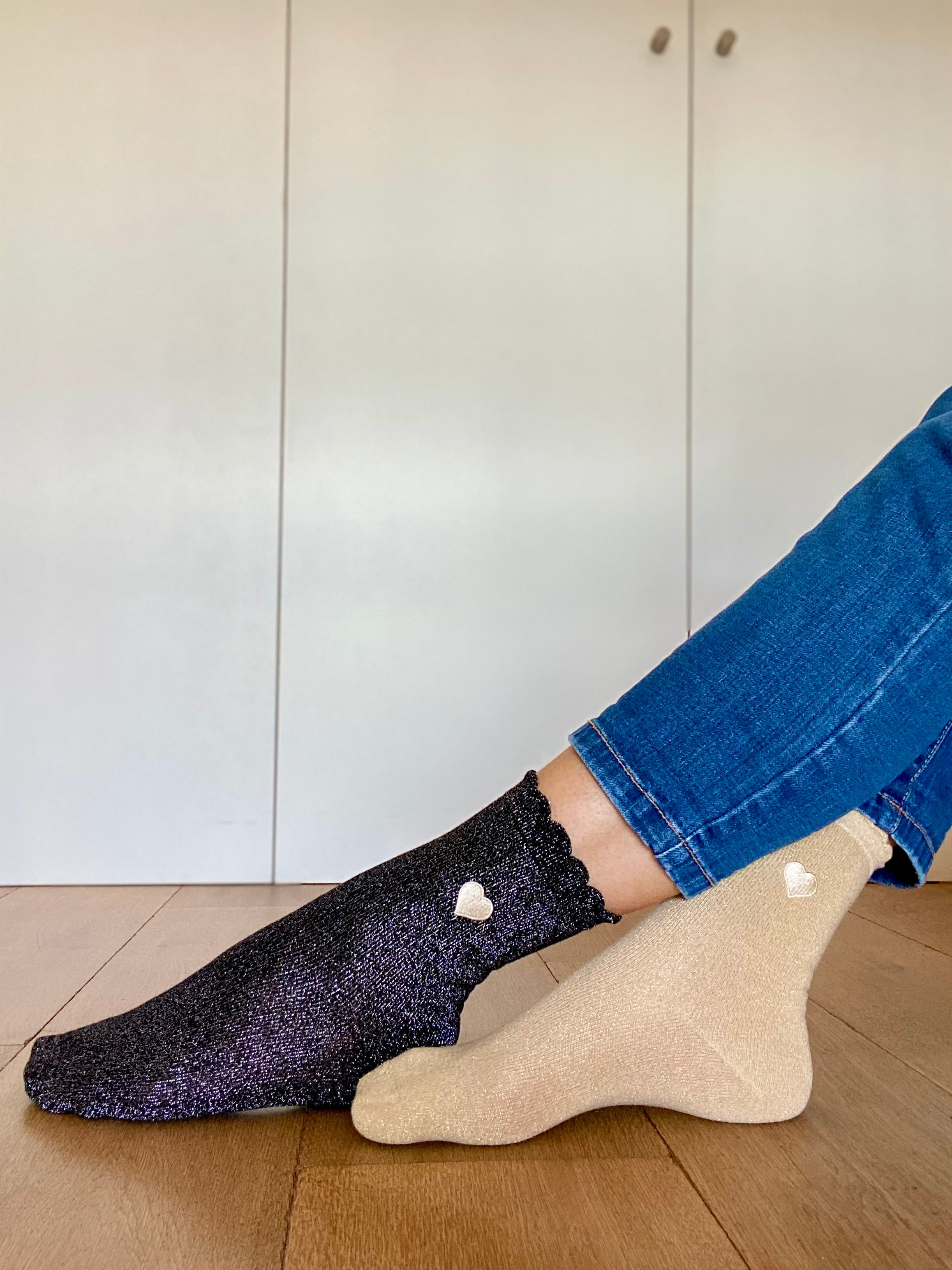 Chaussettes scintillantes Coeur doré 💛 JULIE