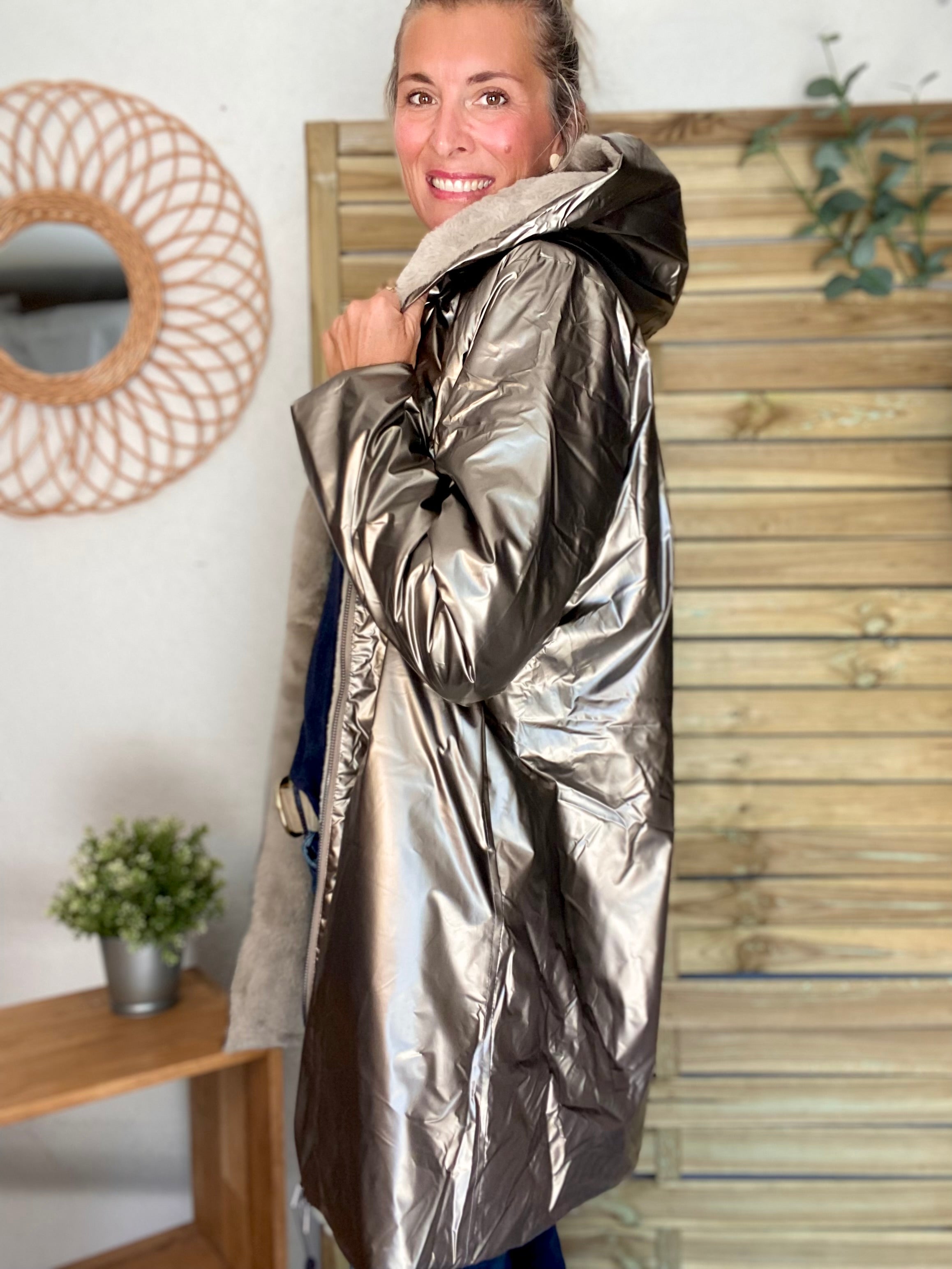 Parka Imperméable réversible fourrée Bronze / Beige ALIX - LAURA JO