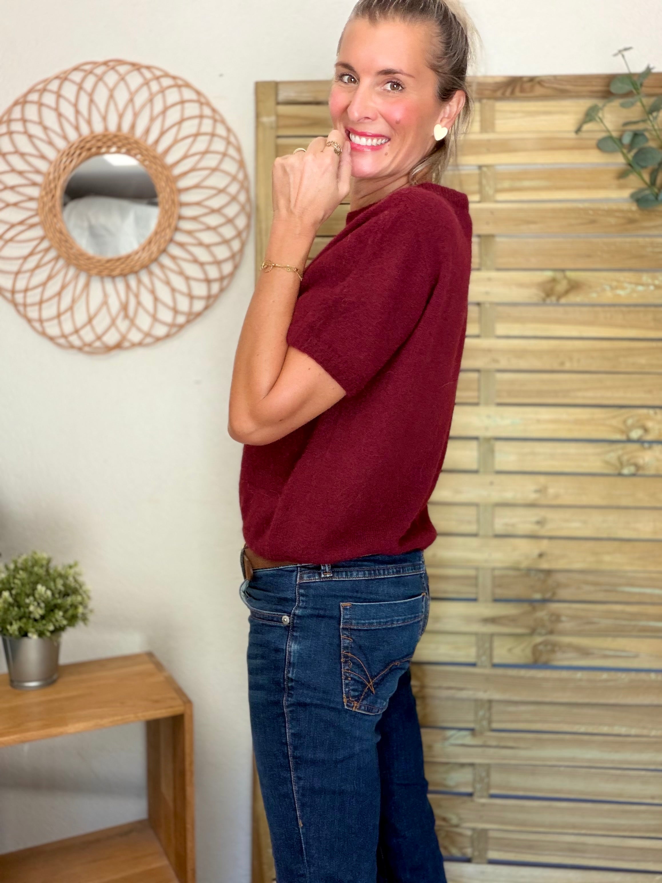 Pull laine et alpaga PEGGY - Bordeaux
