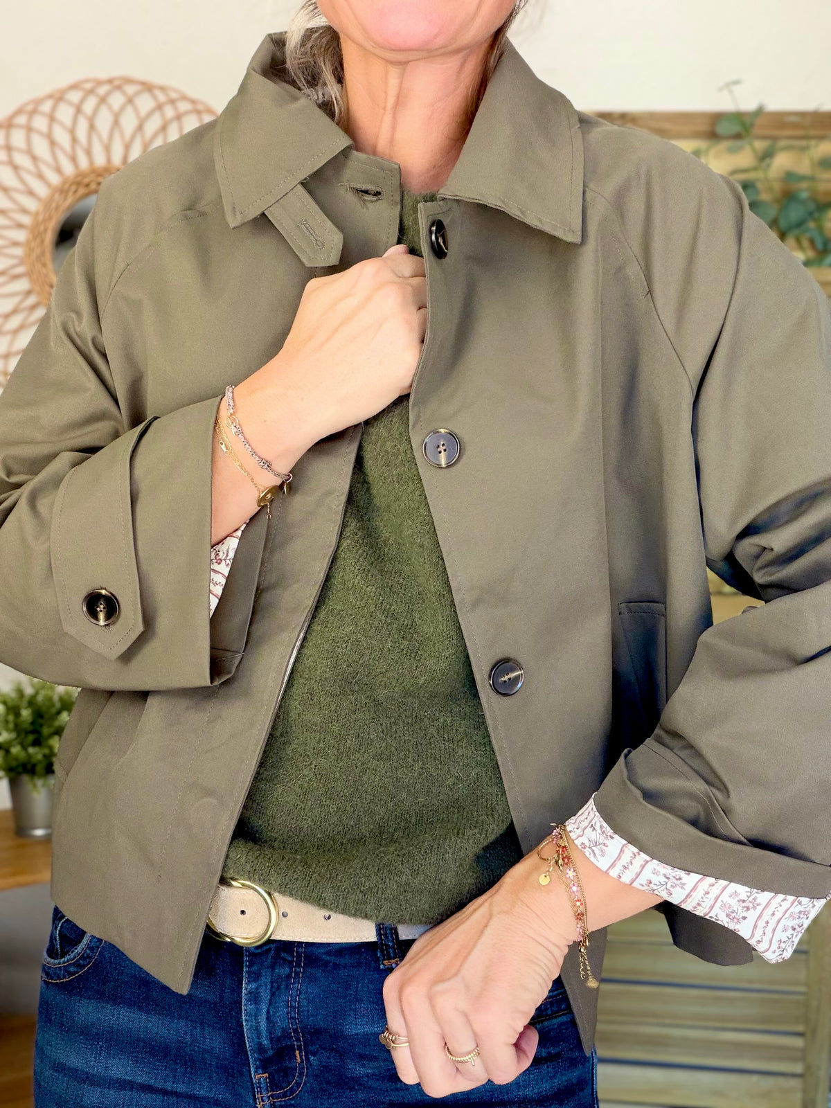 Veste Trench avec Liberty - MADELEINE Kaki