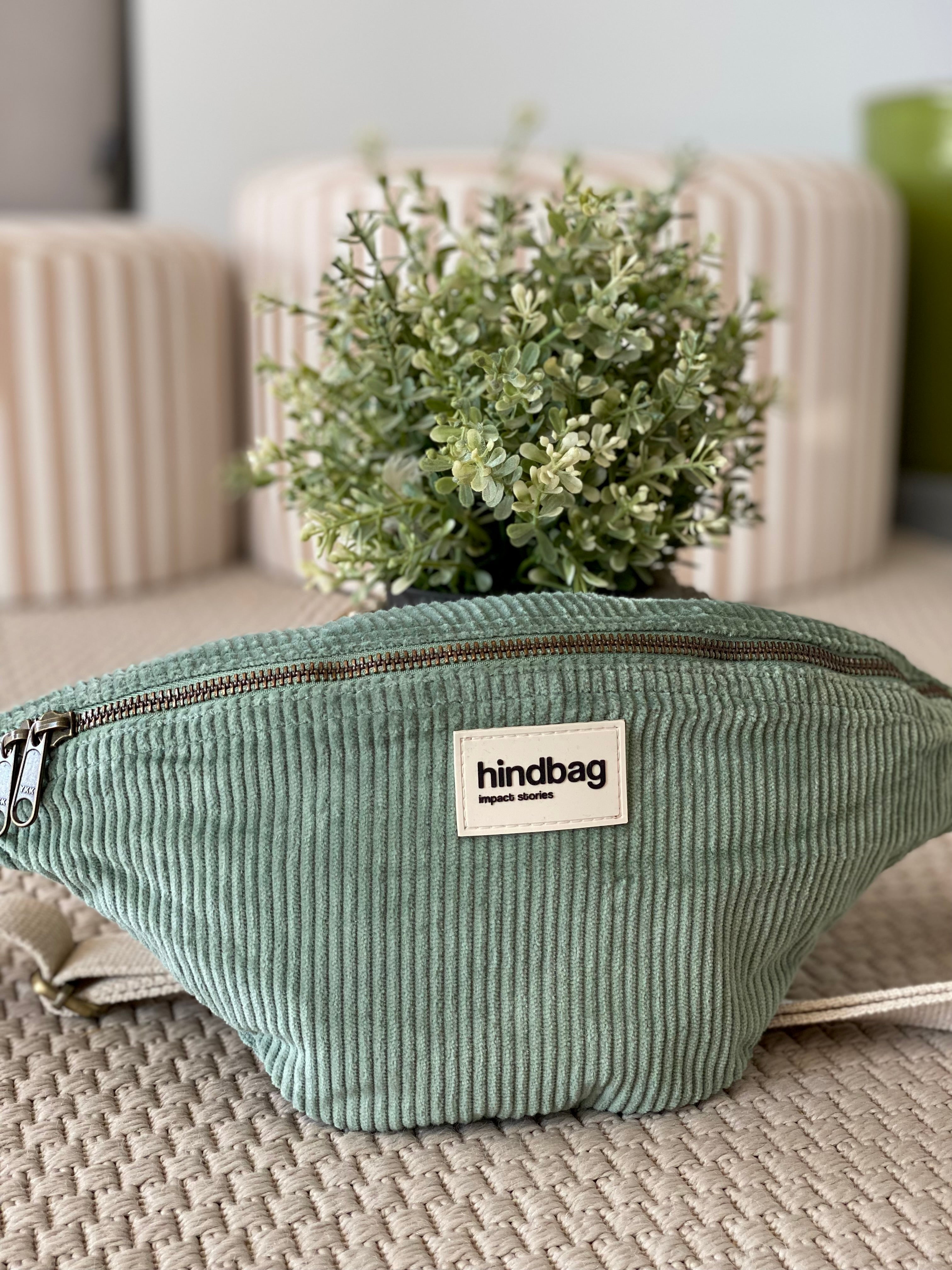 Sac banane HINDBAG Olivia Velours Vert d’eau