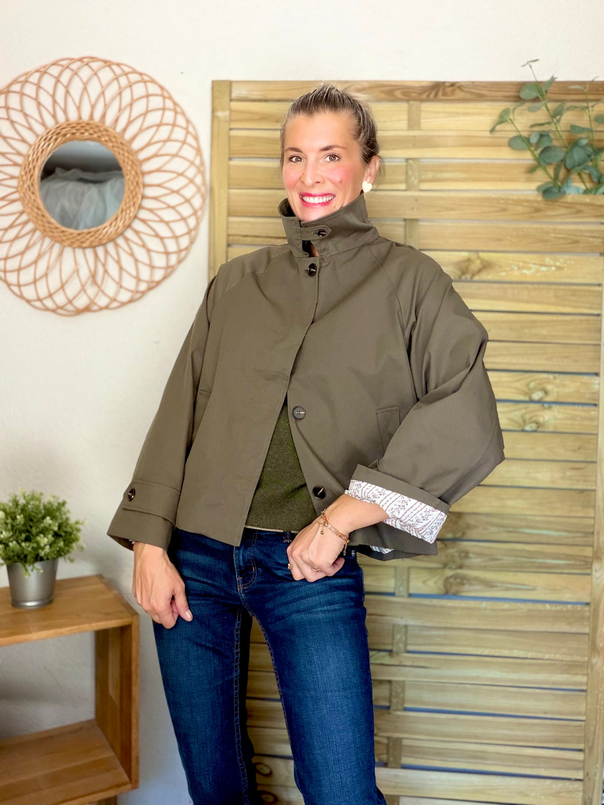 Veste Trench avec Liberty - MADELEINE Kaki