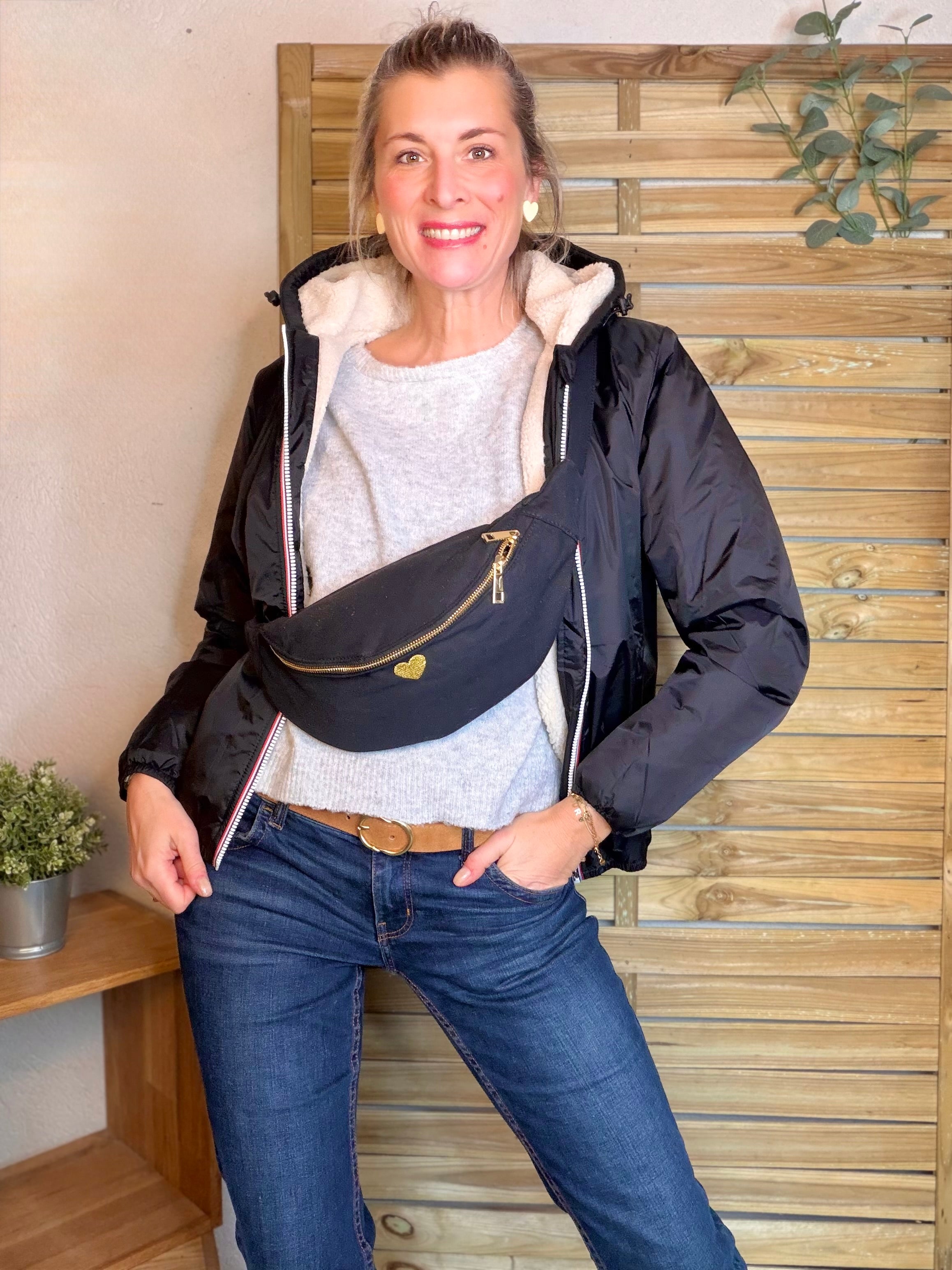Parka Imperméable LOUISE COURT sherpa - Noir - LAURA JO