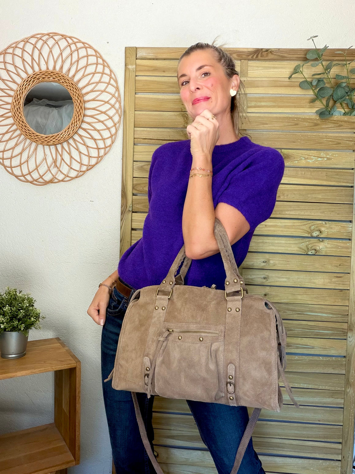 Pull laine et alpaga PEGGY - Violet