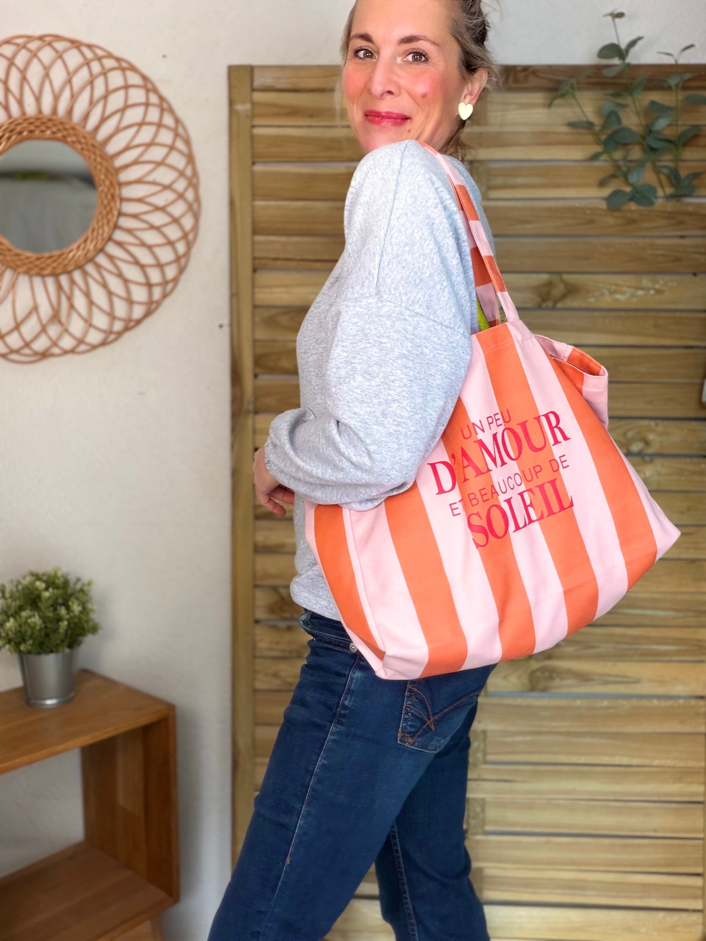 Grand cabas Tote bag un peu d’amour et beaucoup de soleil ELSY