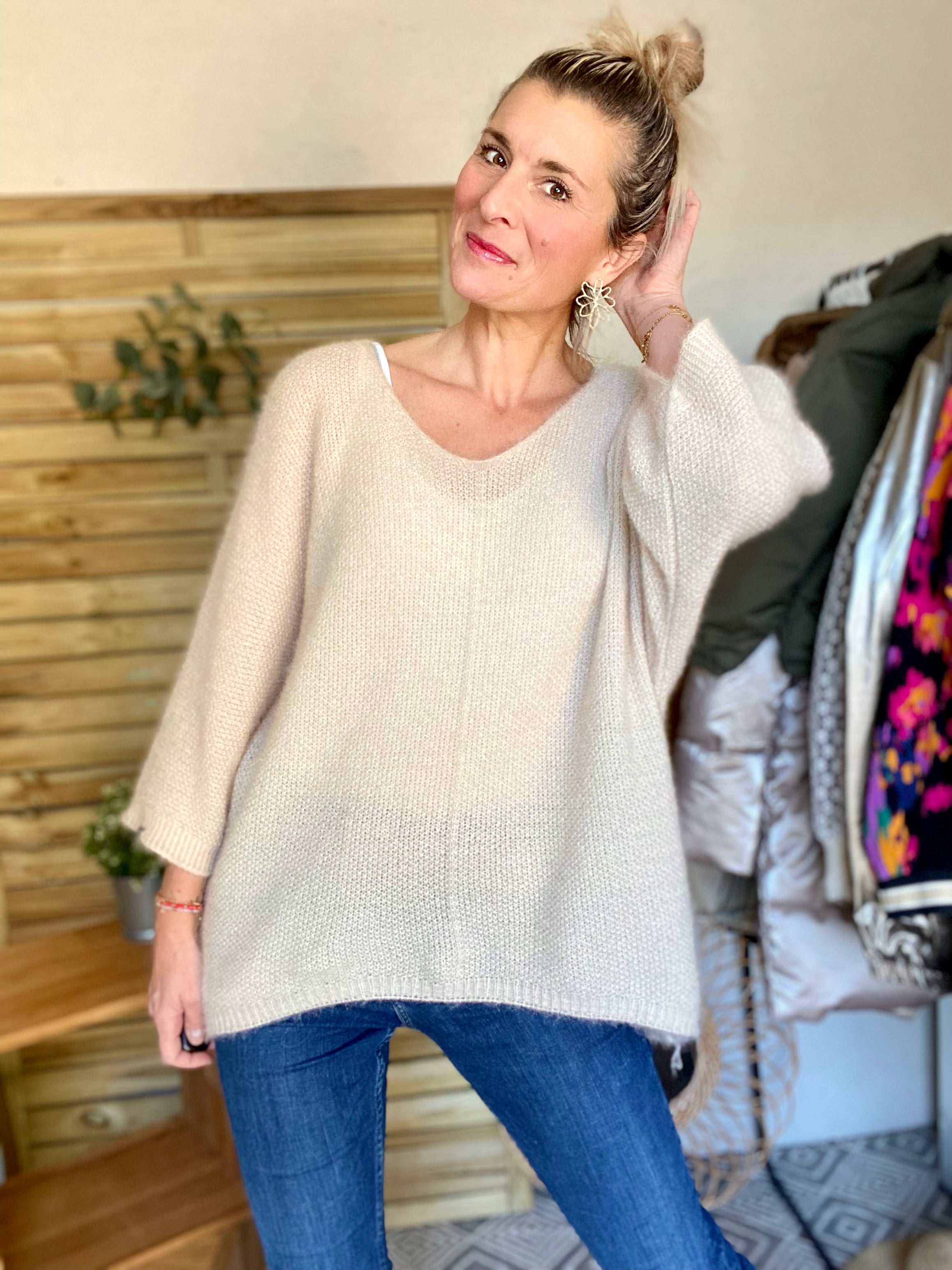 Pull oversize en maille ZOÉ - Écru