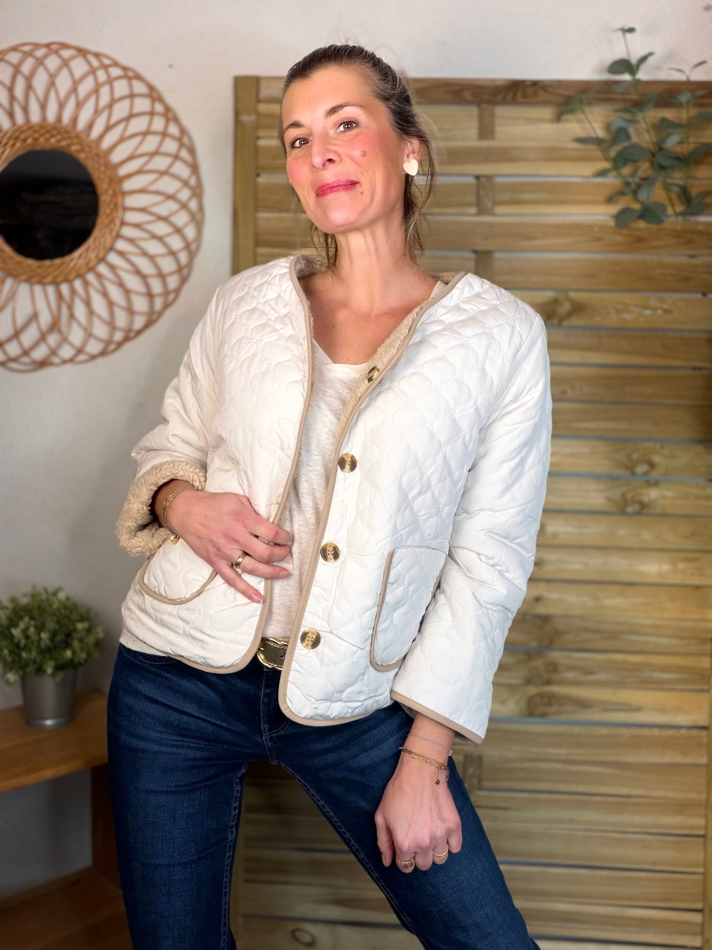 ⚡️ ARRIVAGE - Veste matelassée réversible Sherpa NOÉMIE Beige