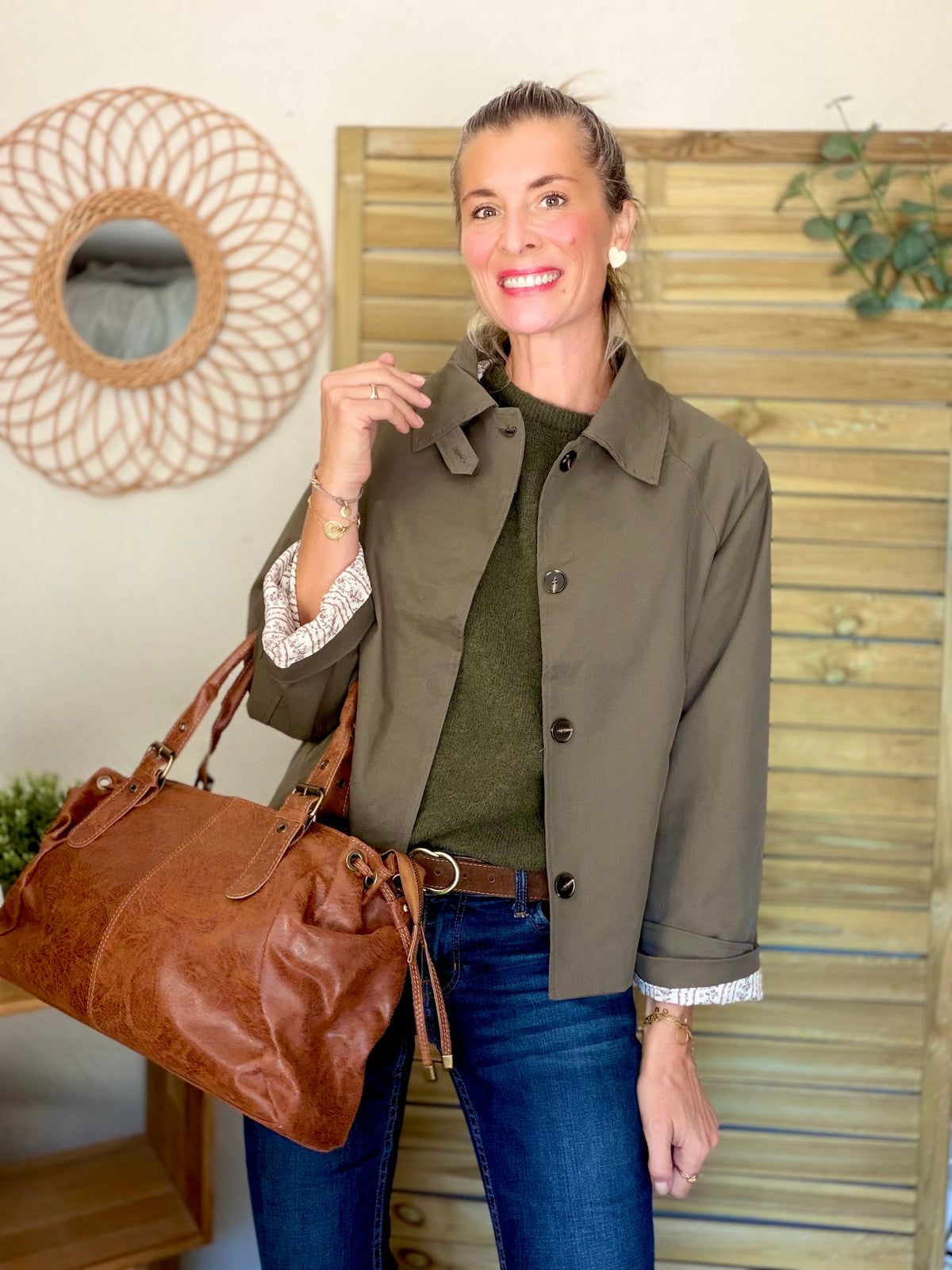 Veste Trench avec Liberty - MADELEINE Kaki