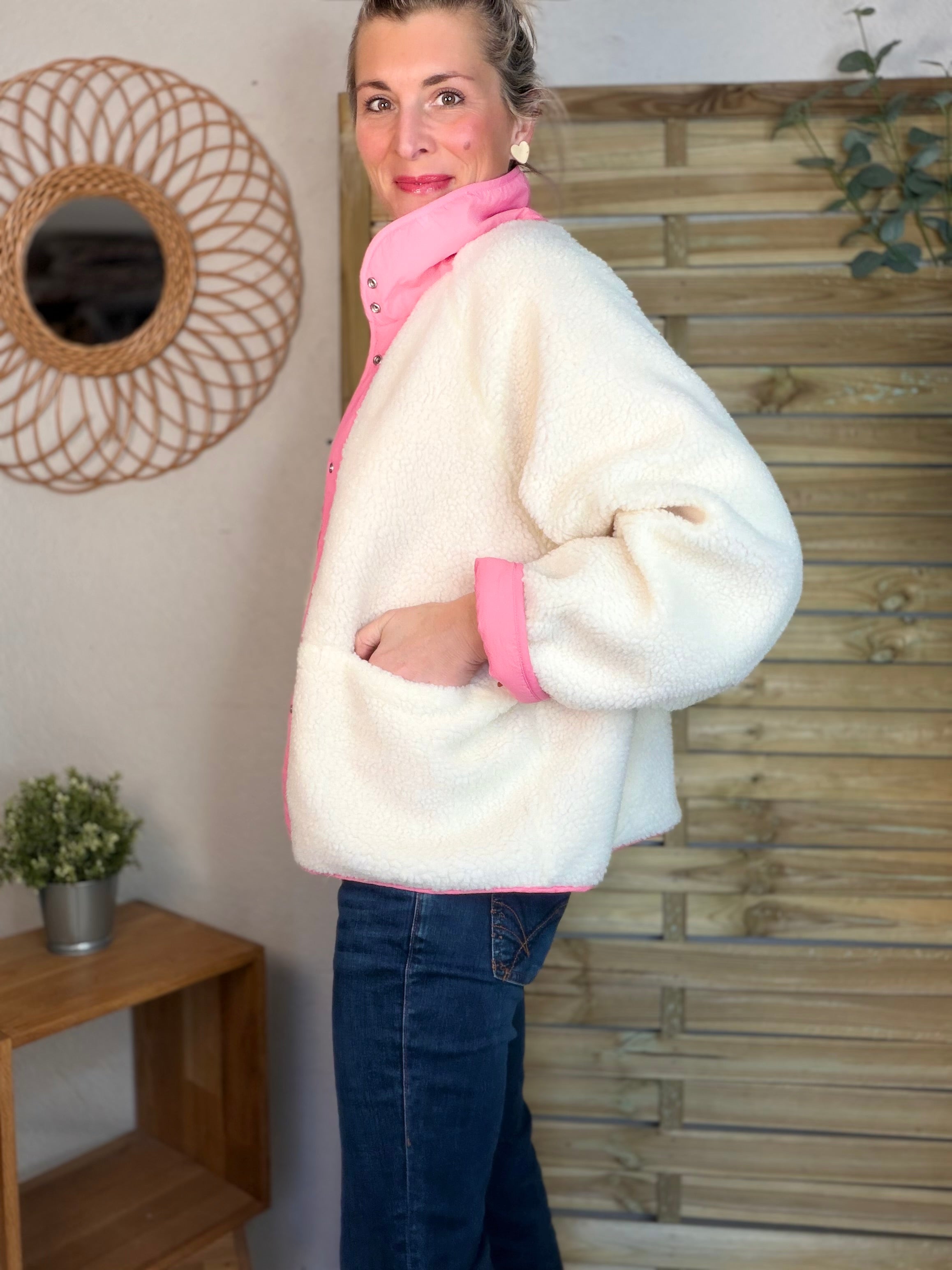 Veste matelassée réversible Sherpa AMÉLIE Rose