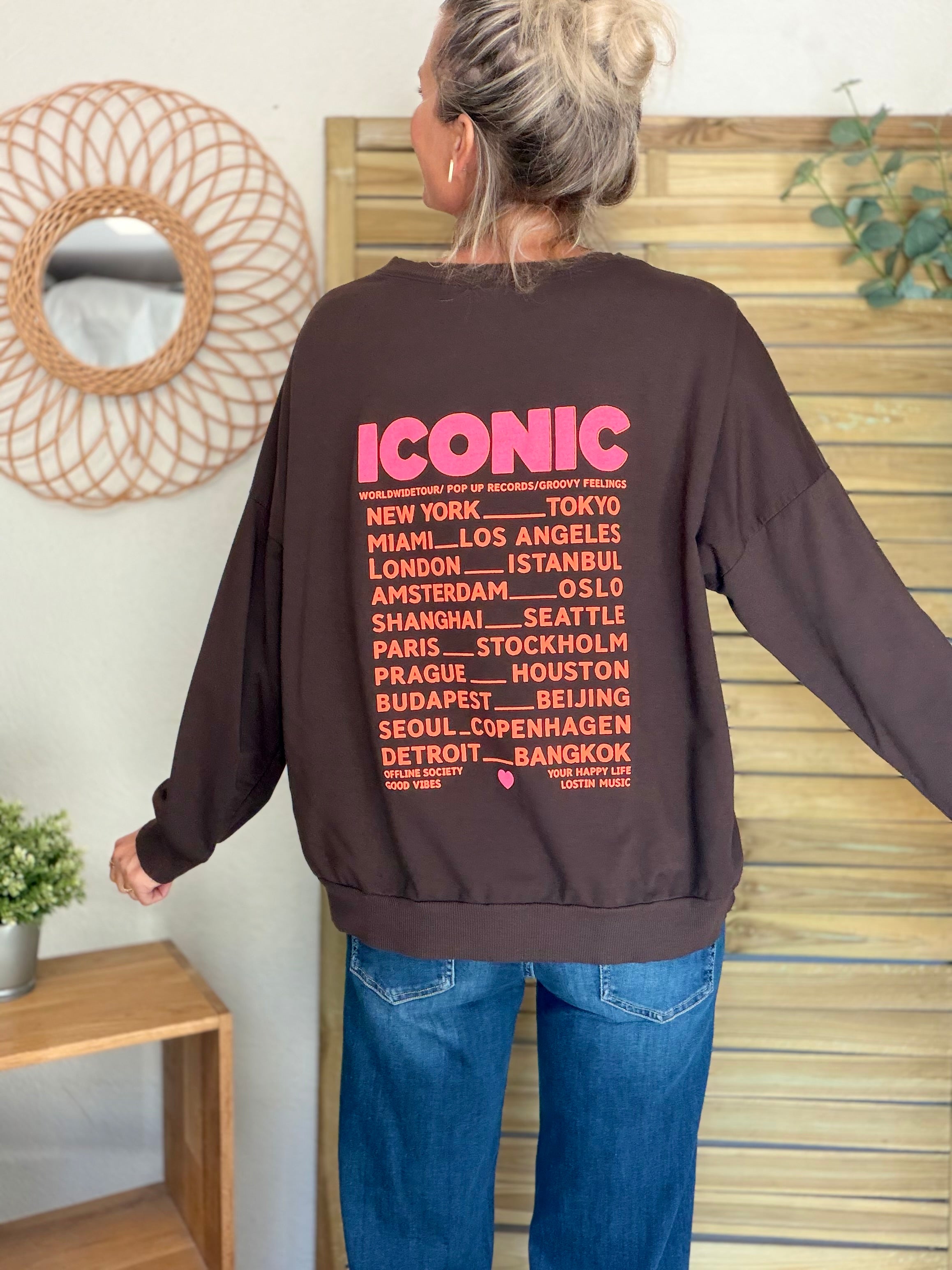 Sweat ICONIC léger 100% coton FAUSTINE Chocolat (taille 36 à 46)