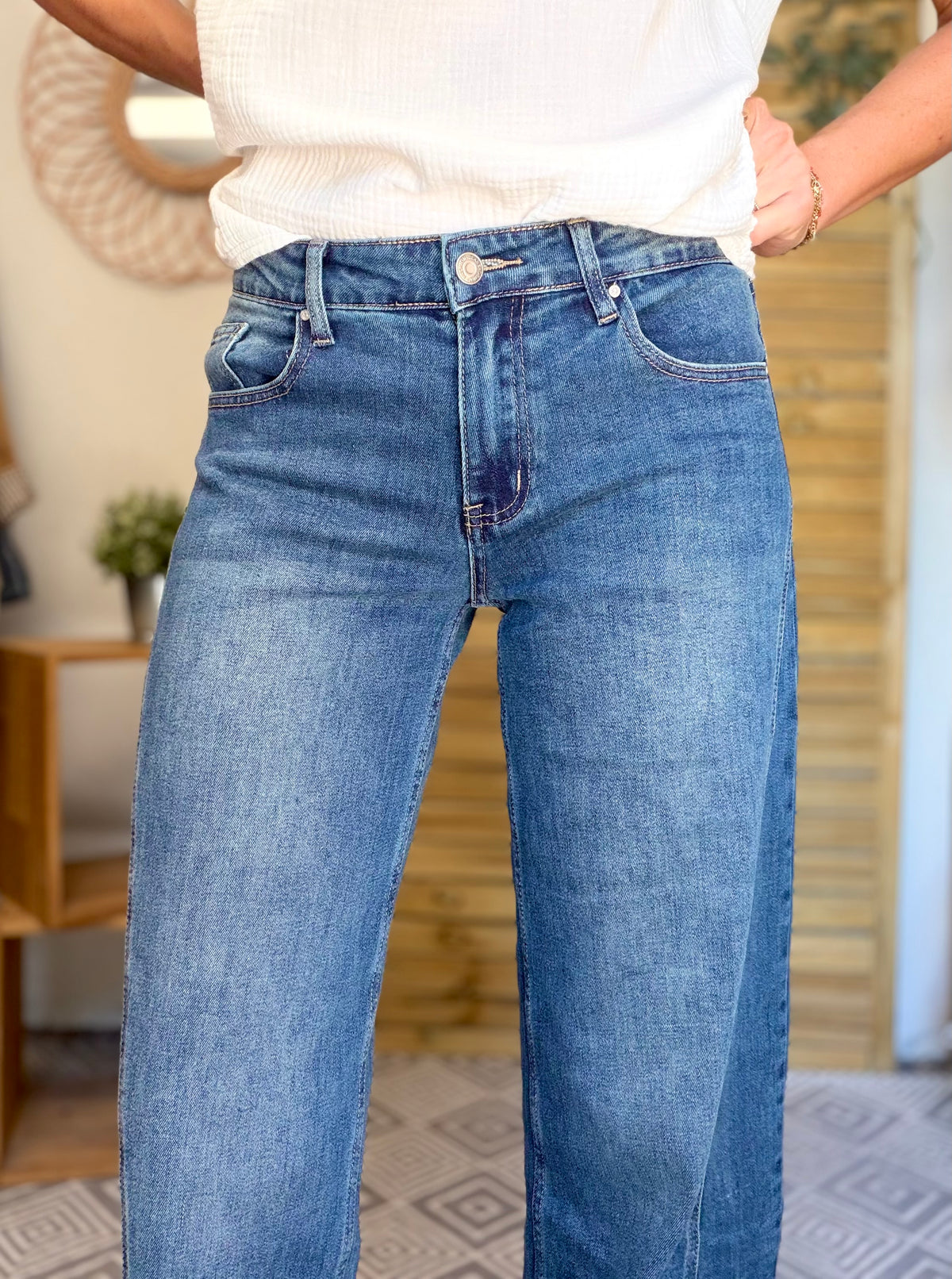 Pantalon Jean coupe barrel LÉON Bleu