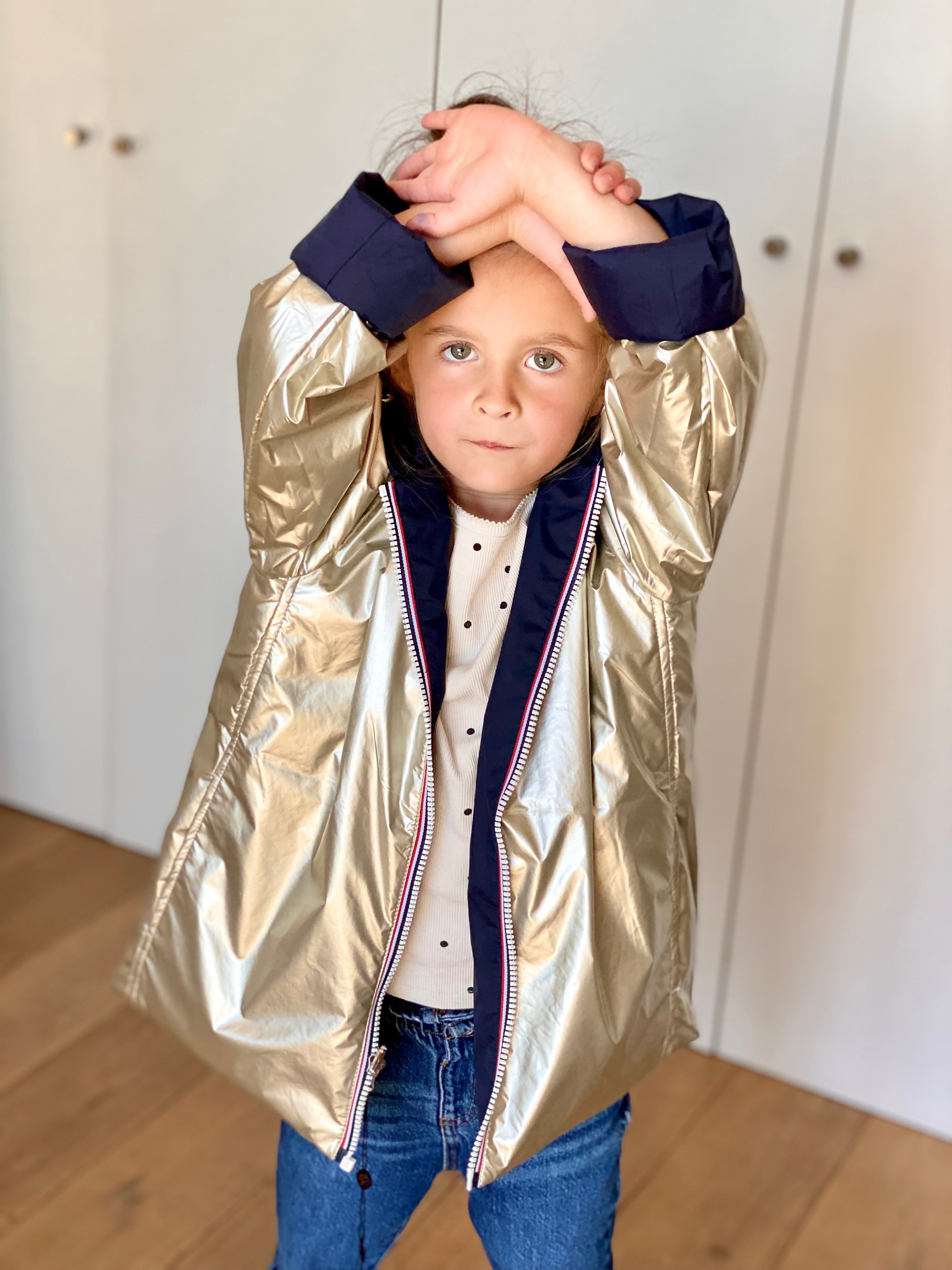 *** PROMO - Taille 10 ans (XXS) Imperméable réversible rembourré LOUISON KIDS enfant (mixte) - Marine / Doré