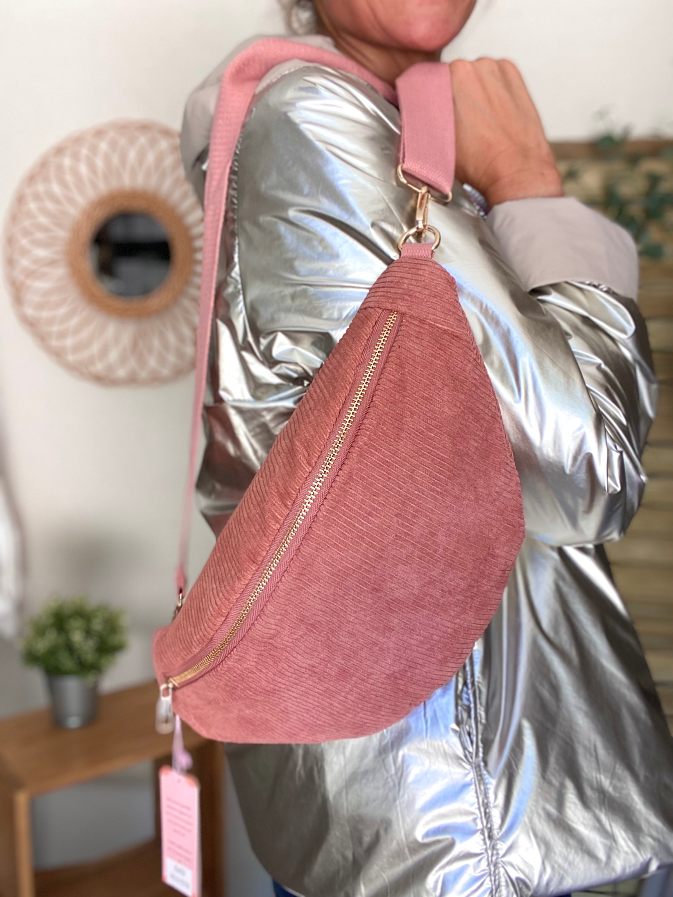 Sac banane XL velours côtelé Ciao Boum - IVY - Rose (20 coloris)