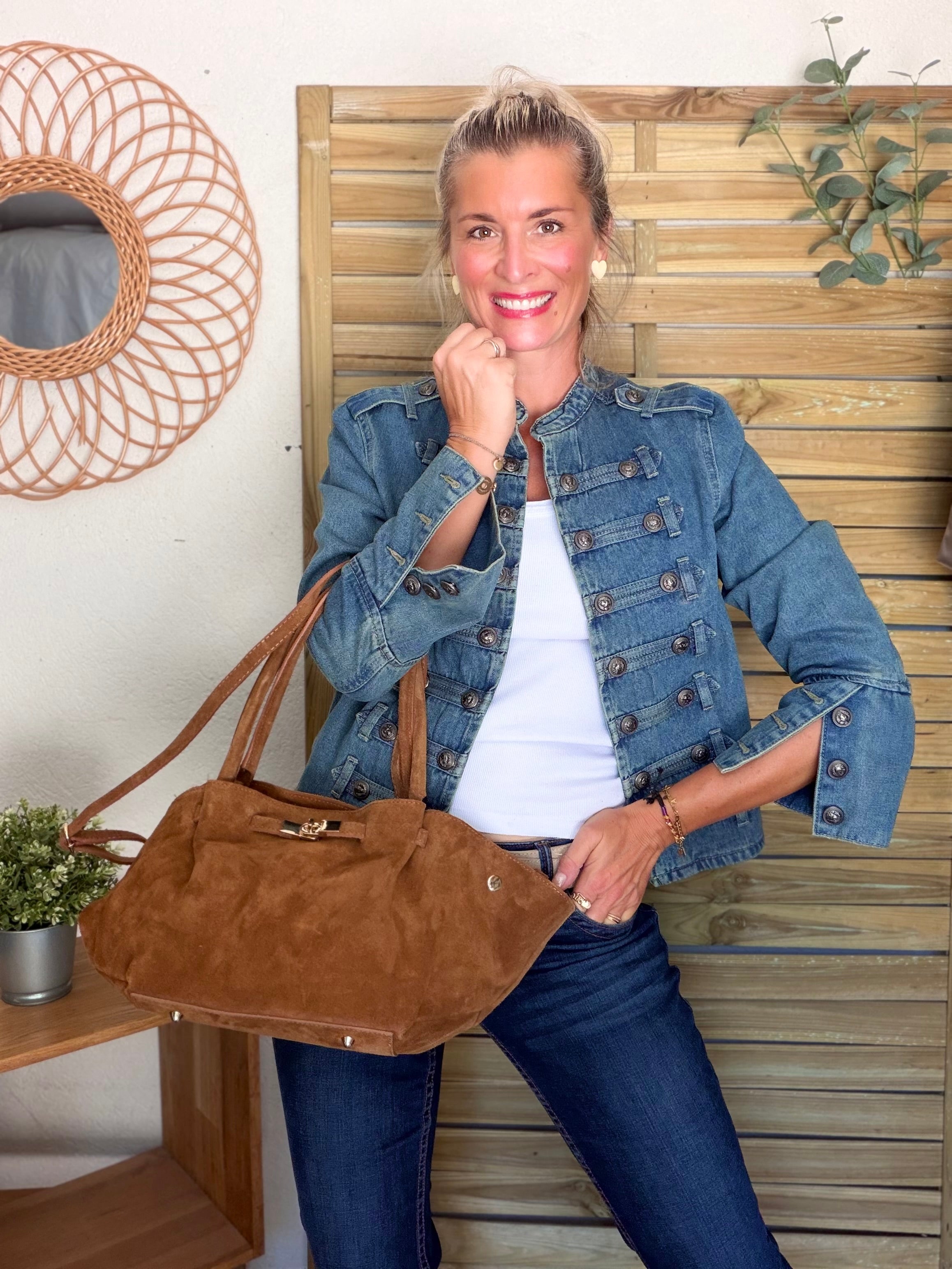 Veste courte en jean NAPOLÉON - Bleu Jean