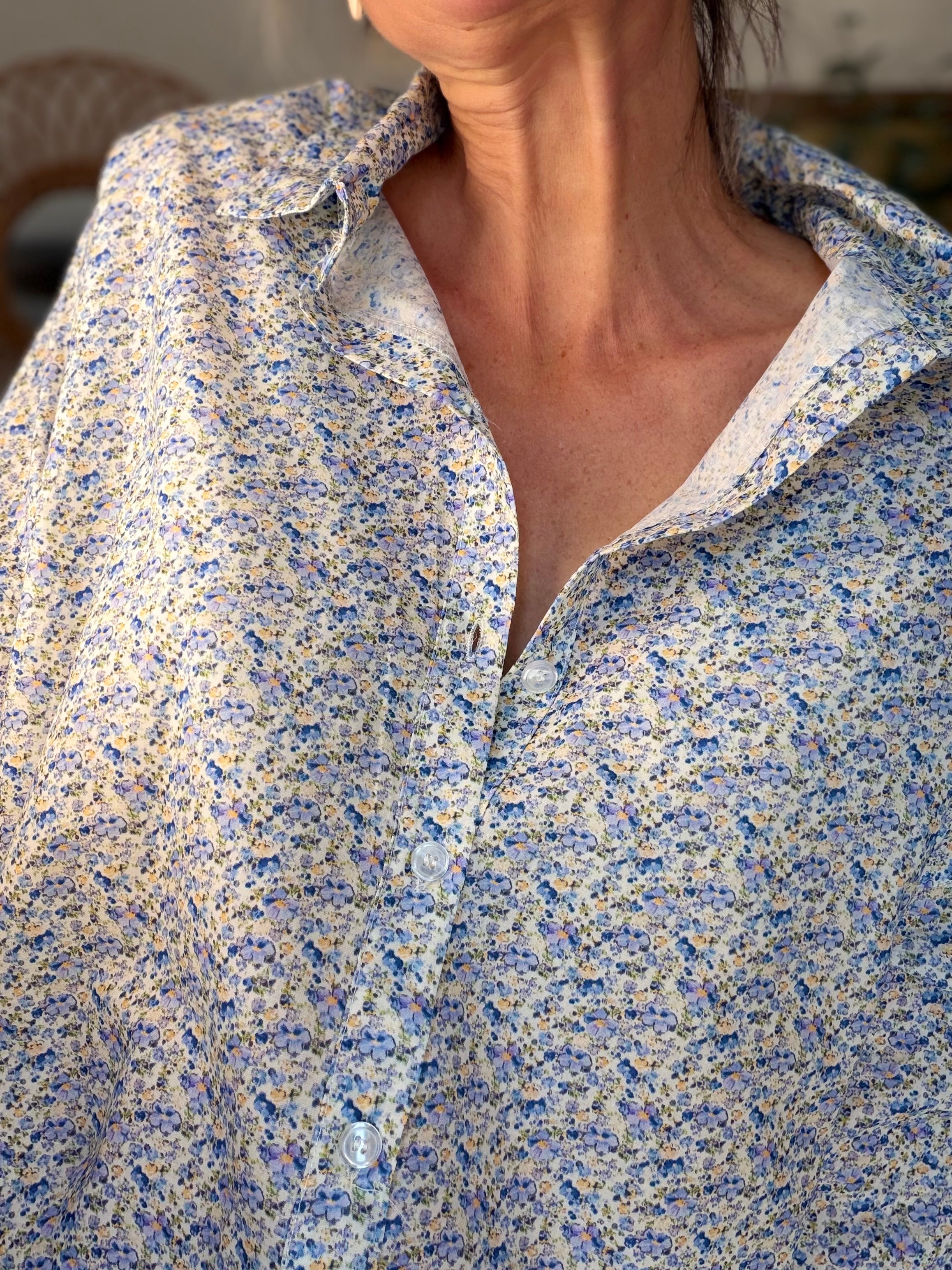 Chemise imprimée Liberty AZÉLIE Bleu