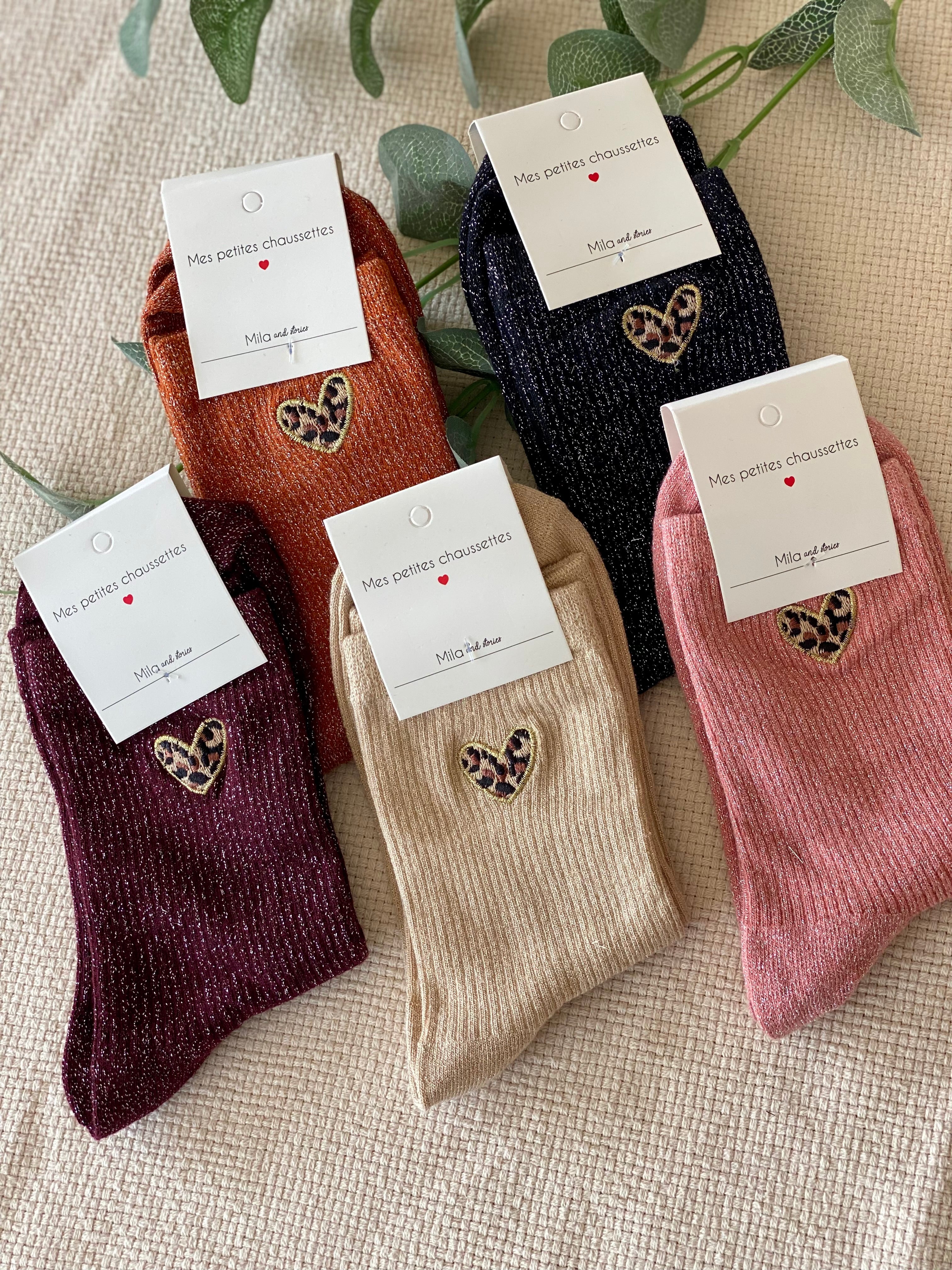 Chaussettes scintillantes glitter ZORA - Coeur Léo 🐆