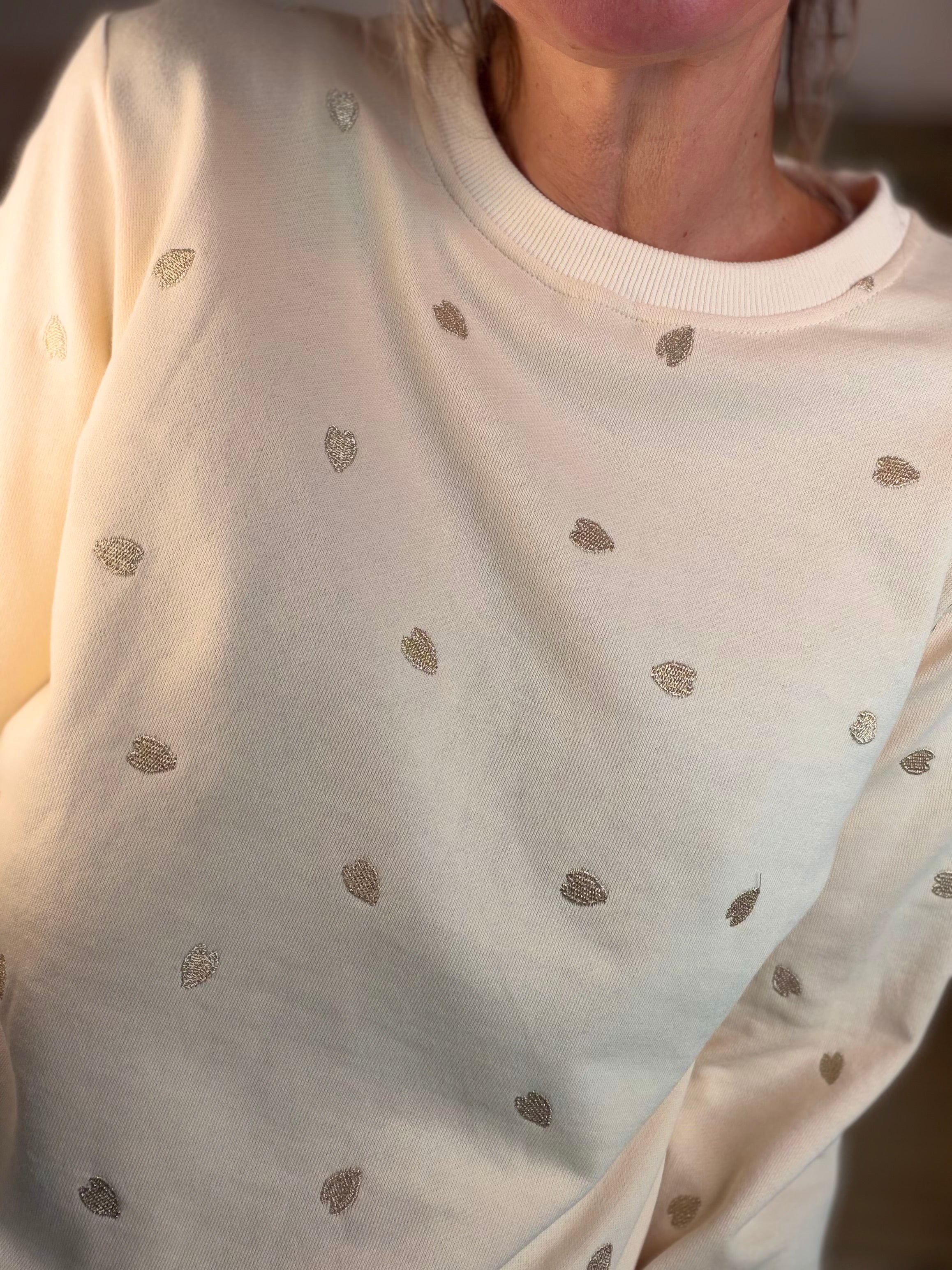 Sweat Beige cœurs dorés brodés 💛 LOUNA