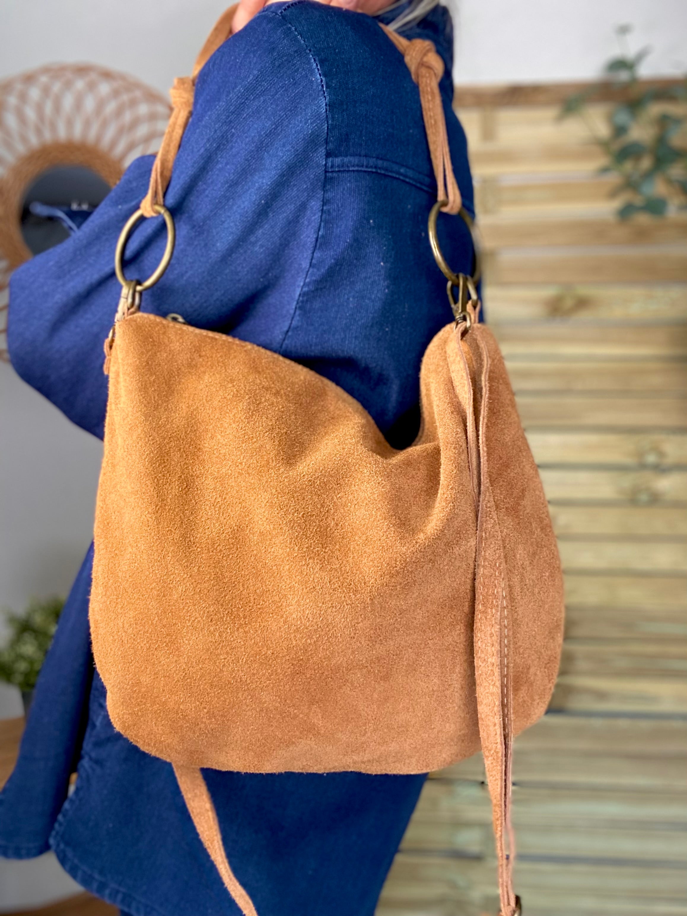 Sac en cuir daim SCOTT - Camel