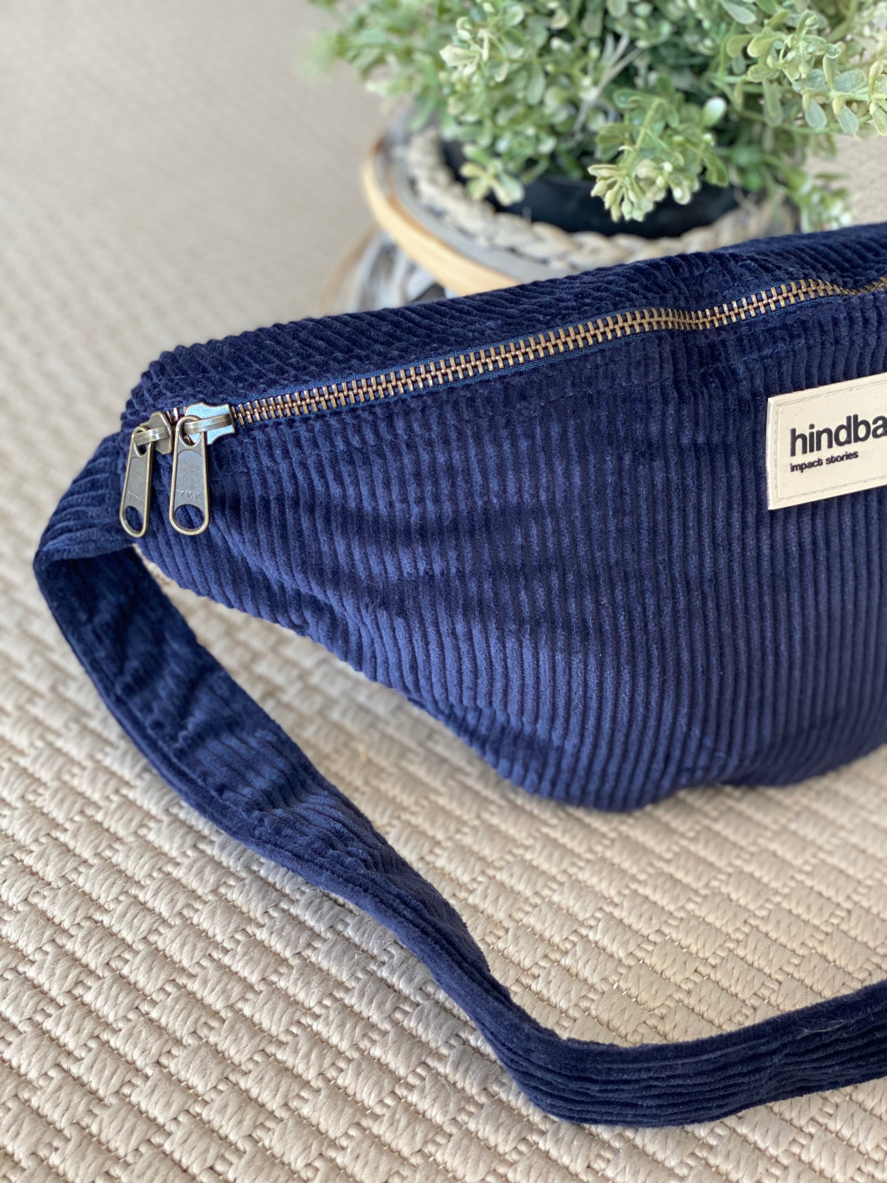 Sac banane XL HINDBAG Sasha Velours Marine