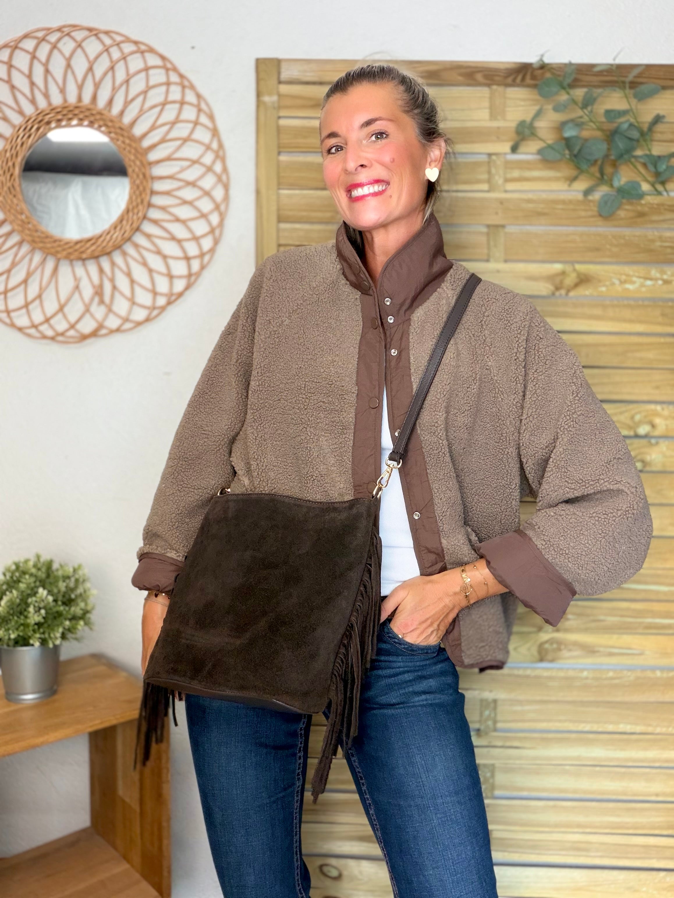 Veste matelassée réversible Sherpa AMÉLIE Chocolat