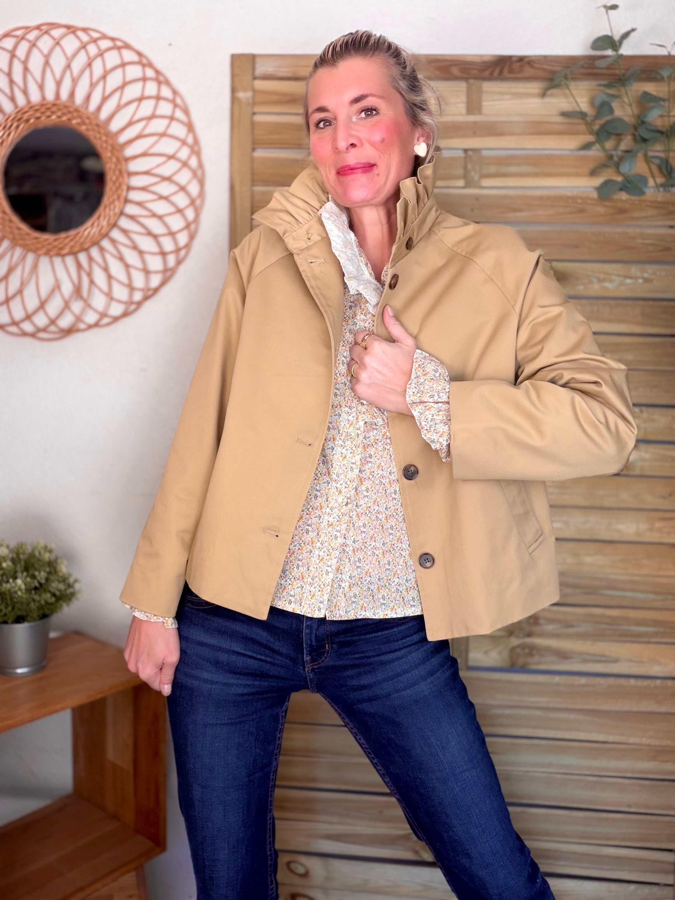 Chemise imprimée Liberty col volanté HÉLOÏSE - Jaune