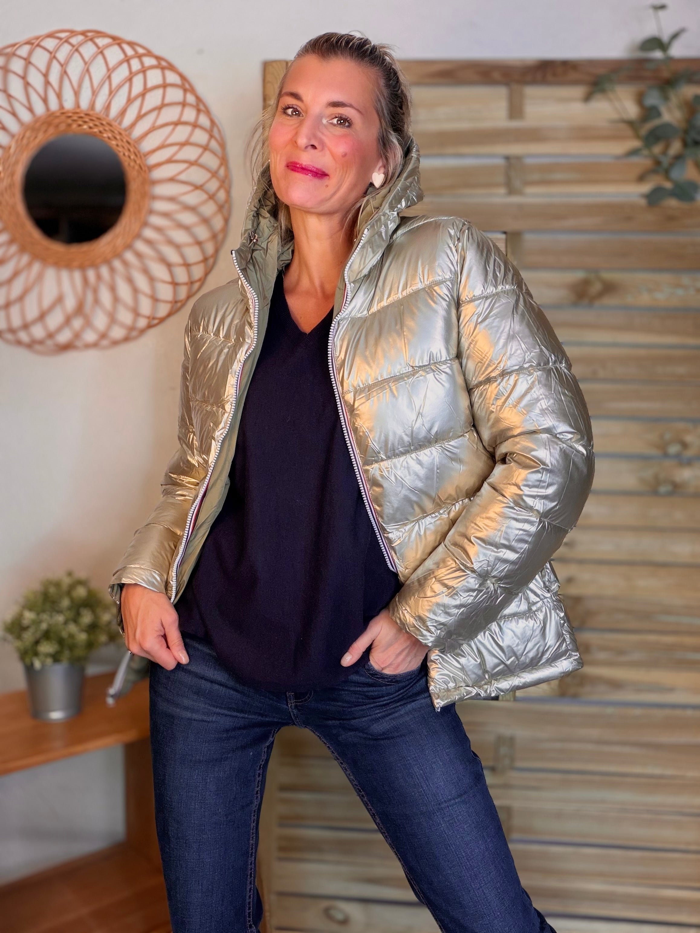 ⚡️PÉPITES FRIDAY - Doudoune imperméable réversible longue ANGÈLE COURT - Kaki clair - MELYA MELODY