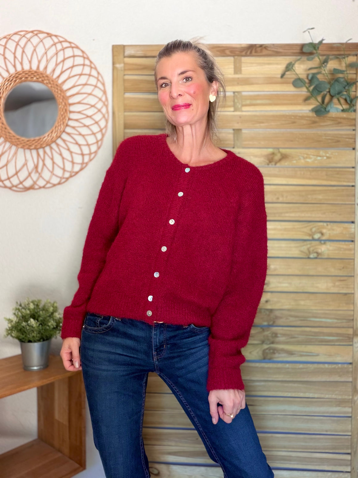 Gilet en maille MERYL - Cerise