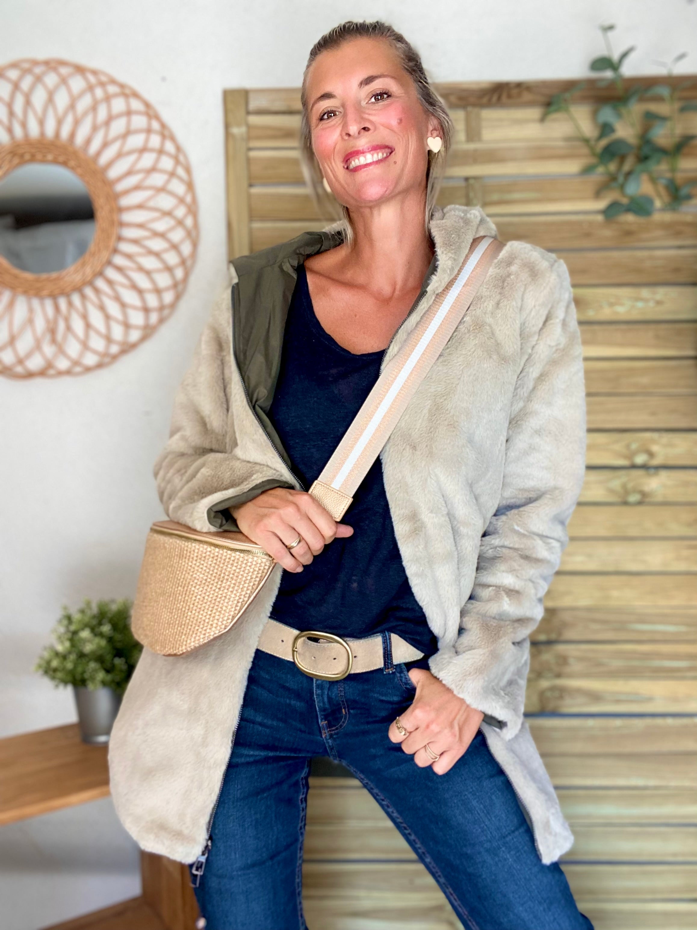 Parka Imperméable réversible fourrée Kaki / Beige ALIX - LAURA JO