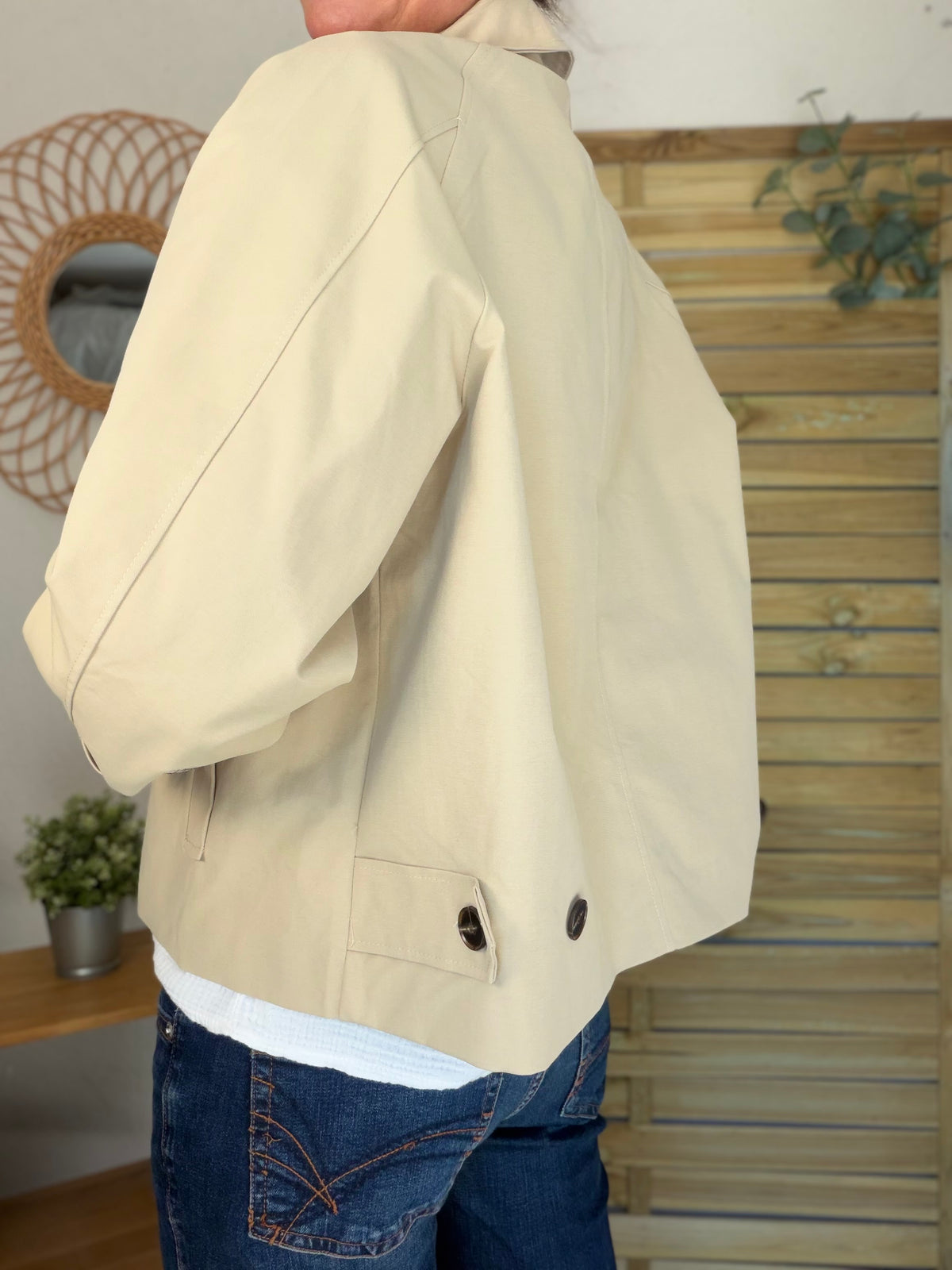 Veste Trench avec Liberty - MADELEINE Beige