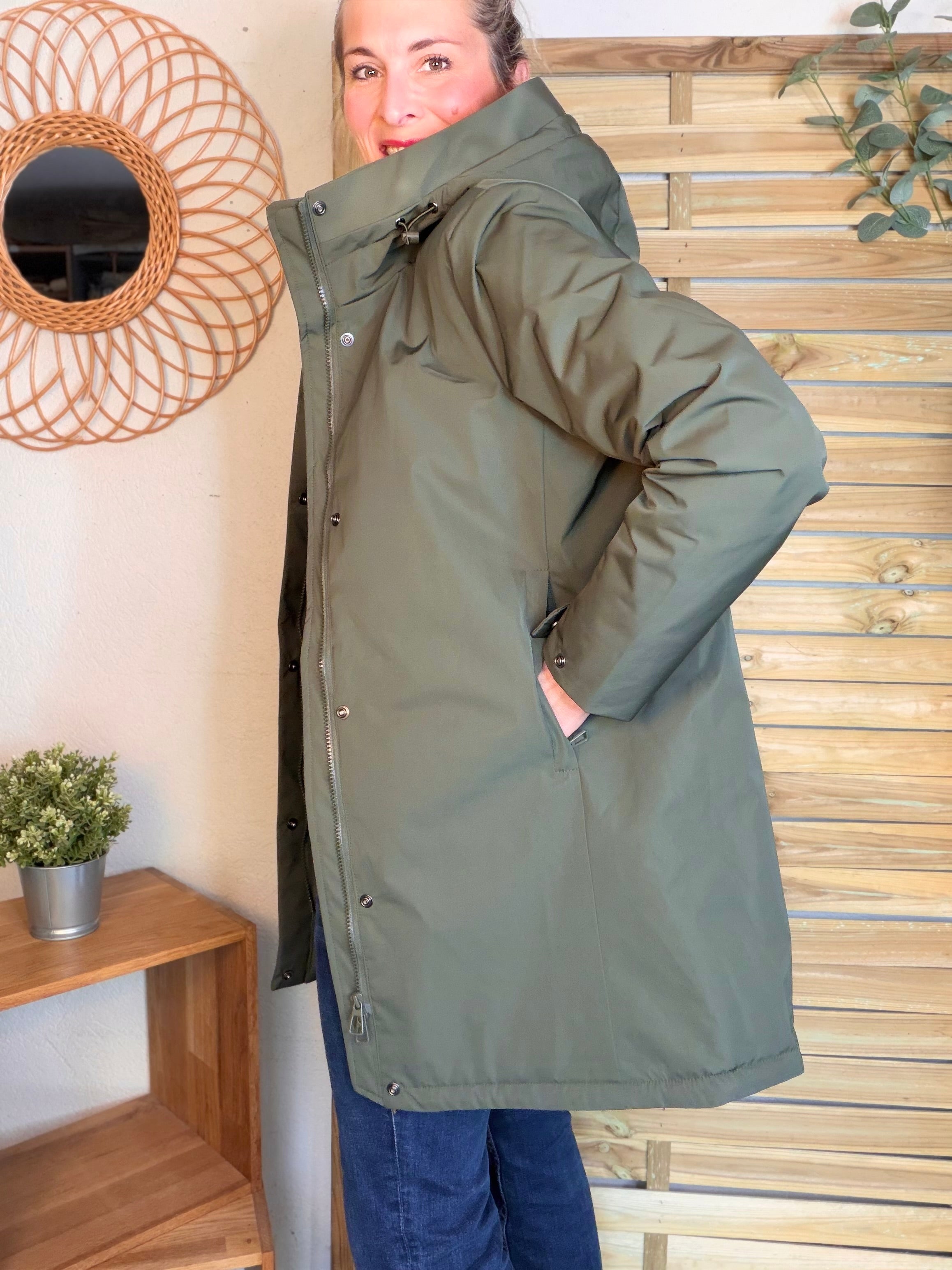 Parka fourrée imperméable AMBRE - Kaki / Beige - LAURA JO