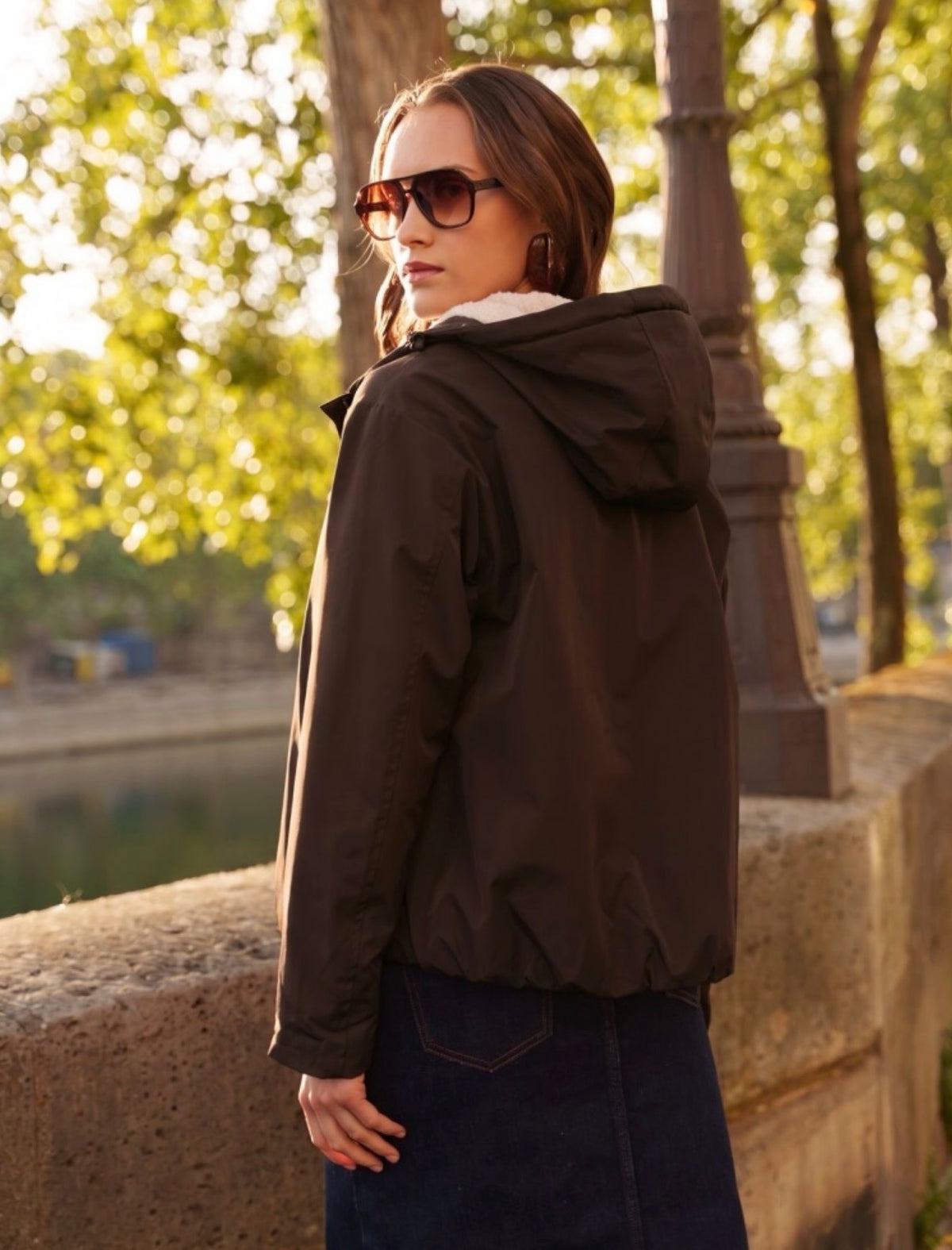 LAURA JO - Imperméable fourrée EVA court - Chocolat