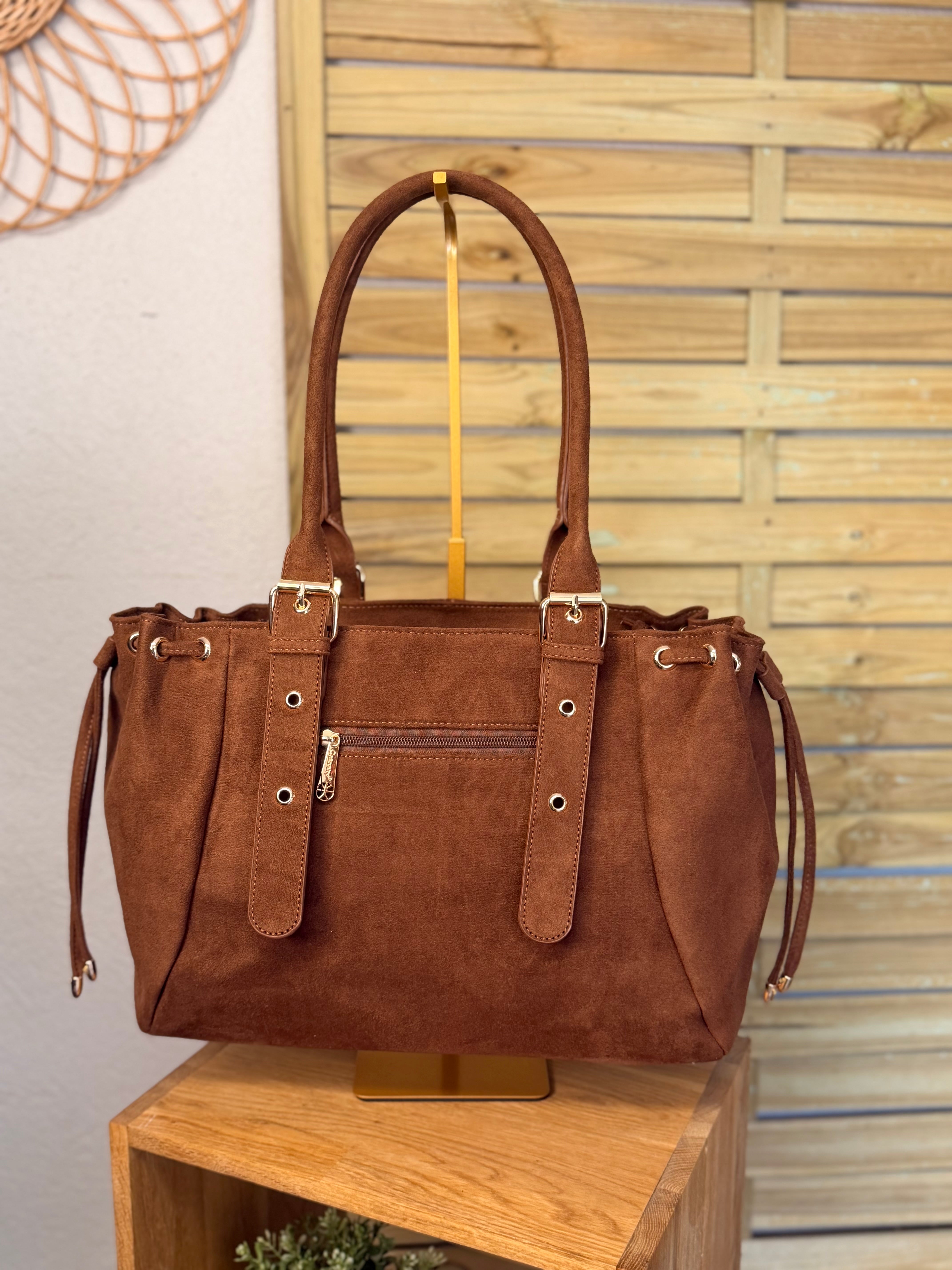 Sac cabas XL simili daim CLÉO Camel