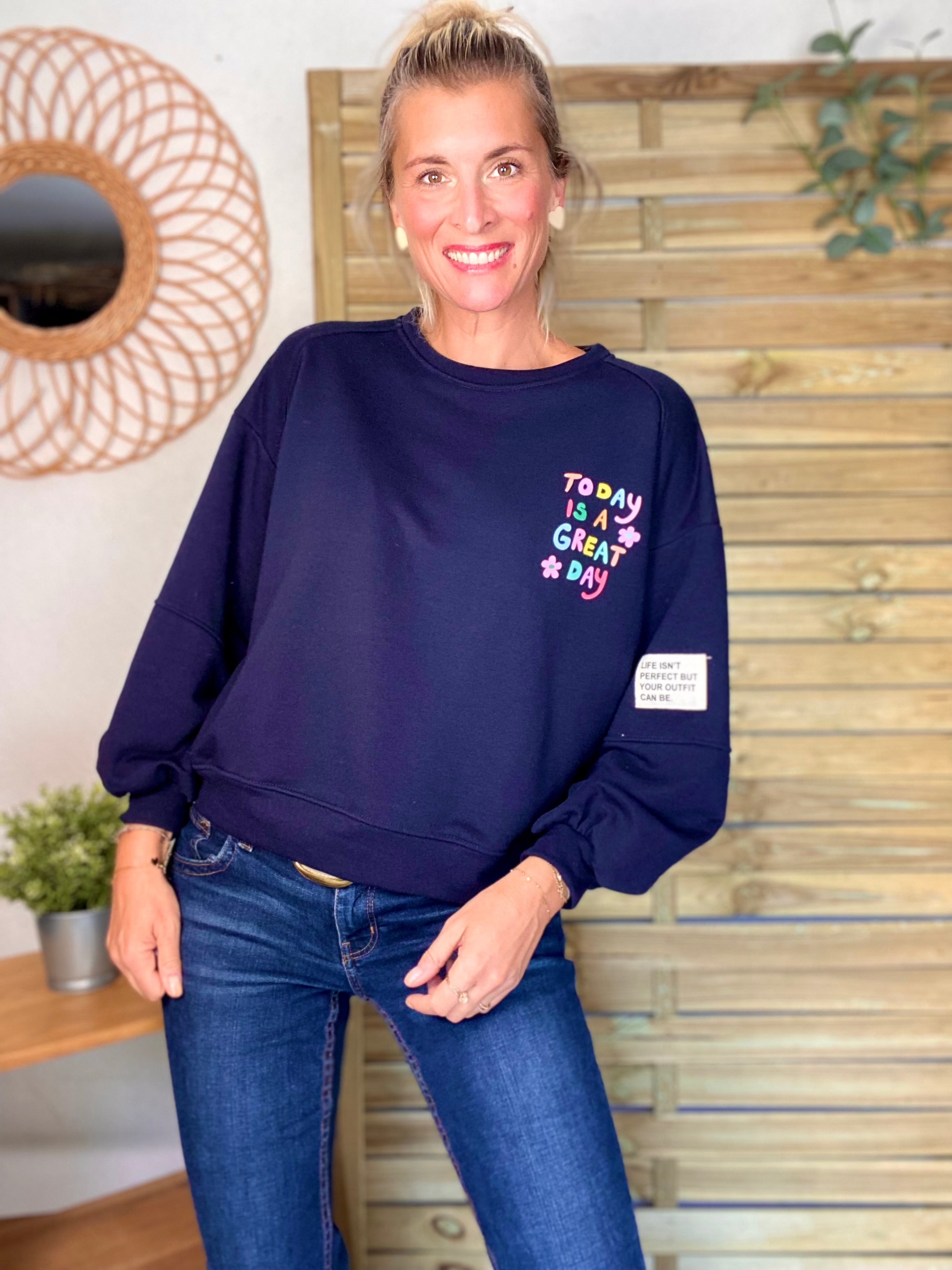 Sweat Today is a great day 🌈 OMBLINE - Bleu Marine