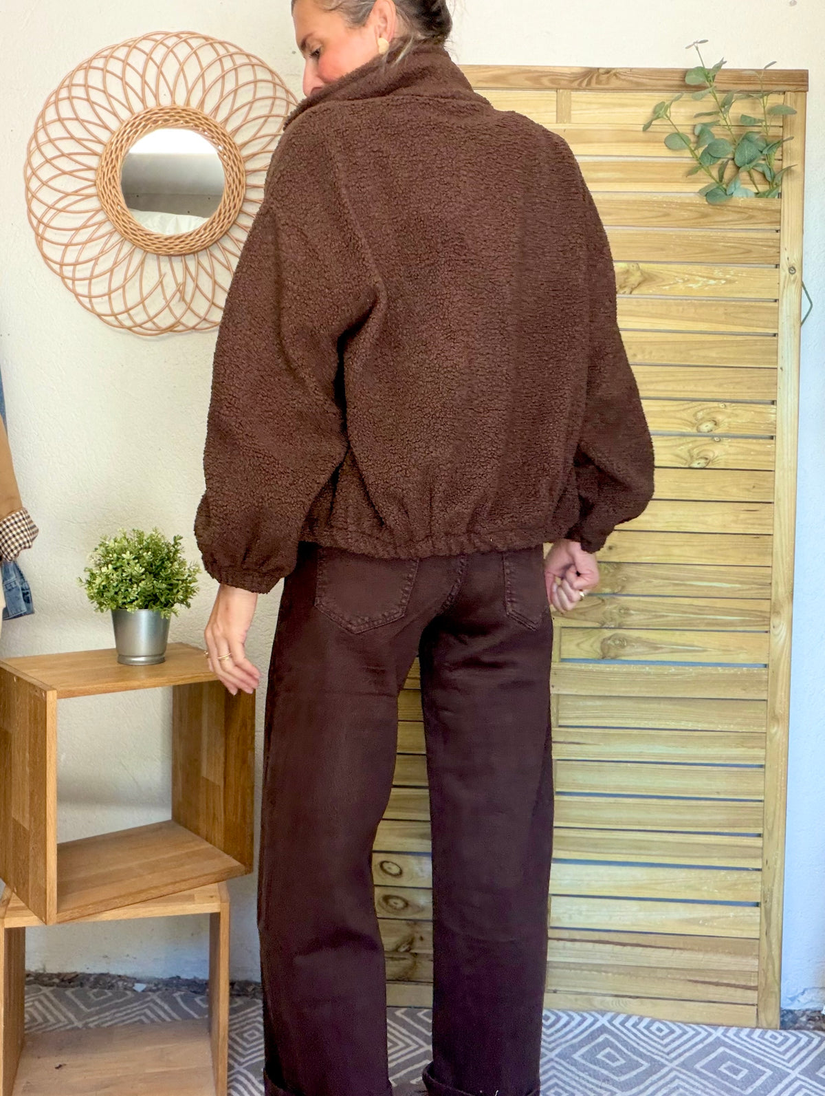Pantalon Jean coupe barrel LÉON Chocolat